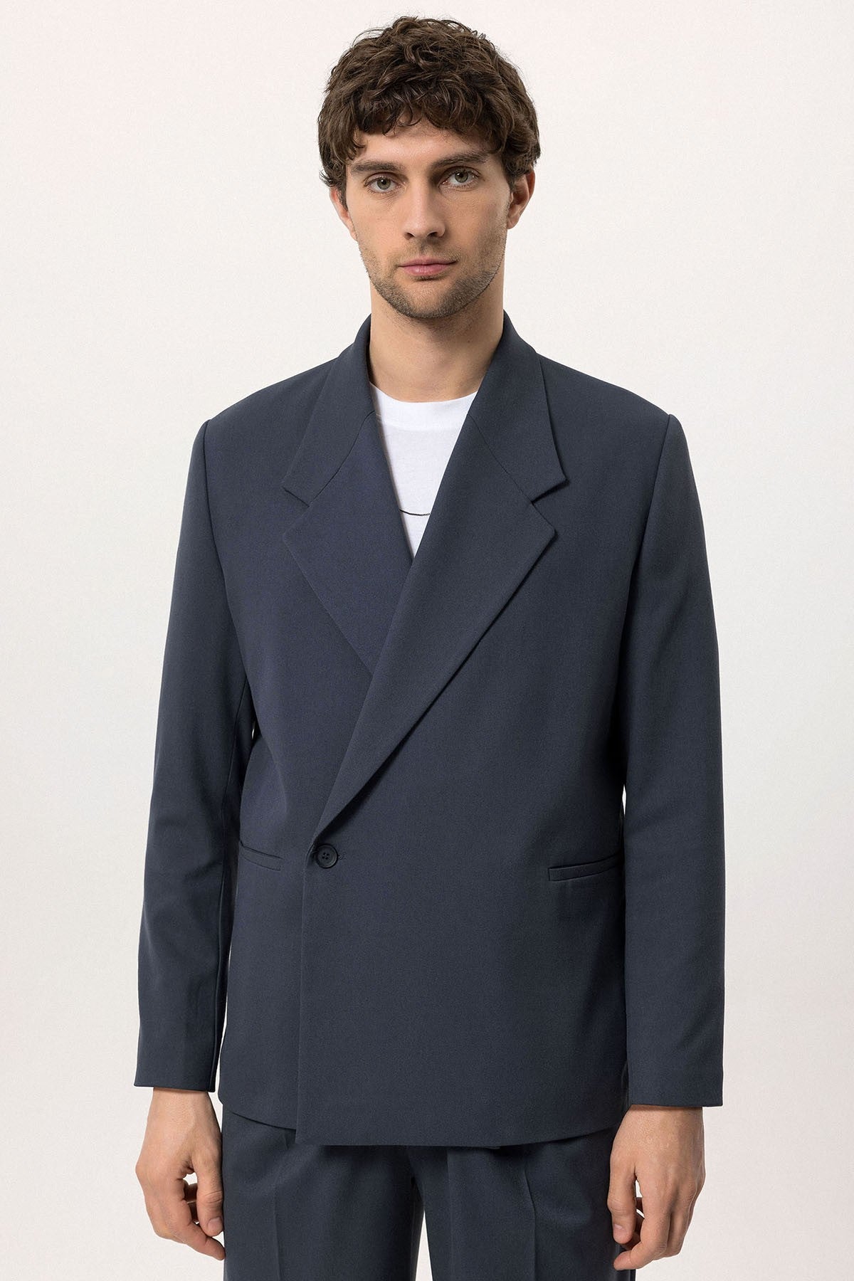 Kruvaze Kapama Fleto Cepli Erkek Blazer Ceket
