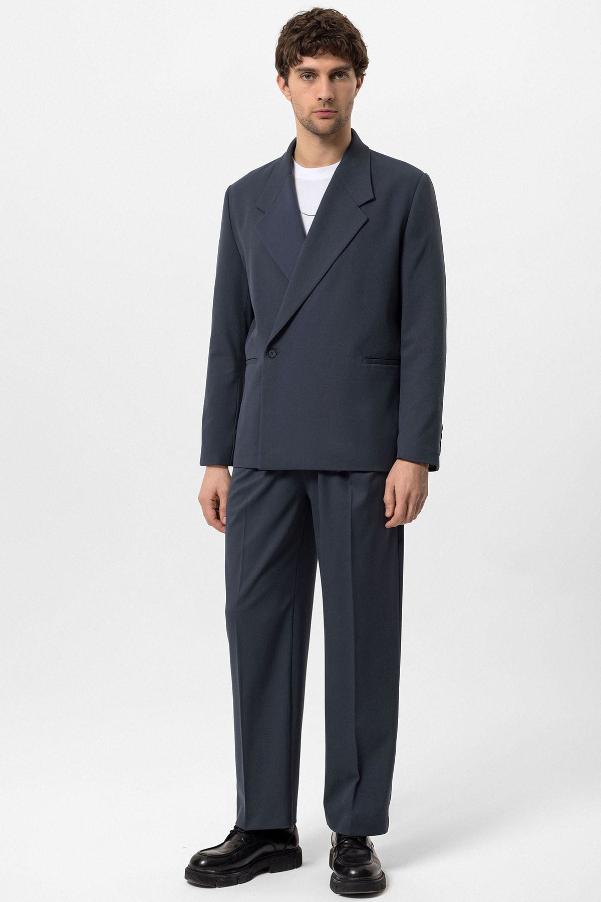 Kruvaze Kapama Fleto Cepli Erkek Blazer Ceket