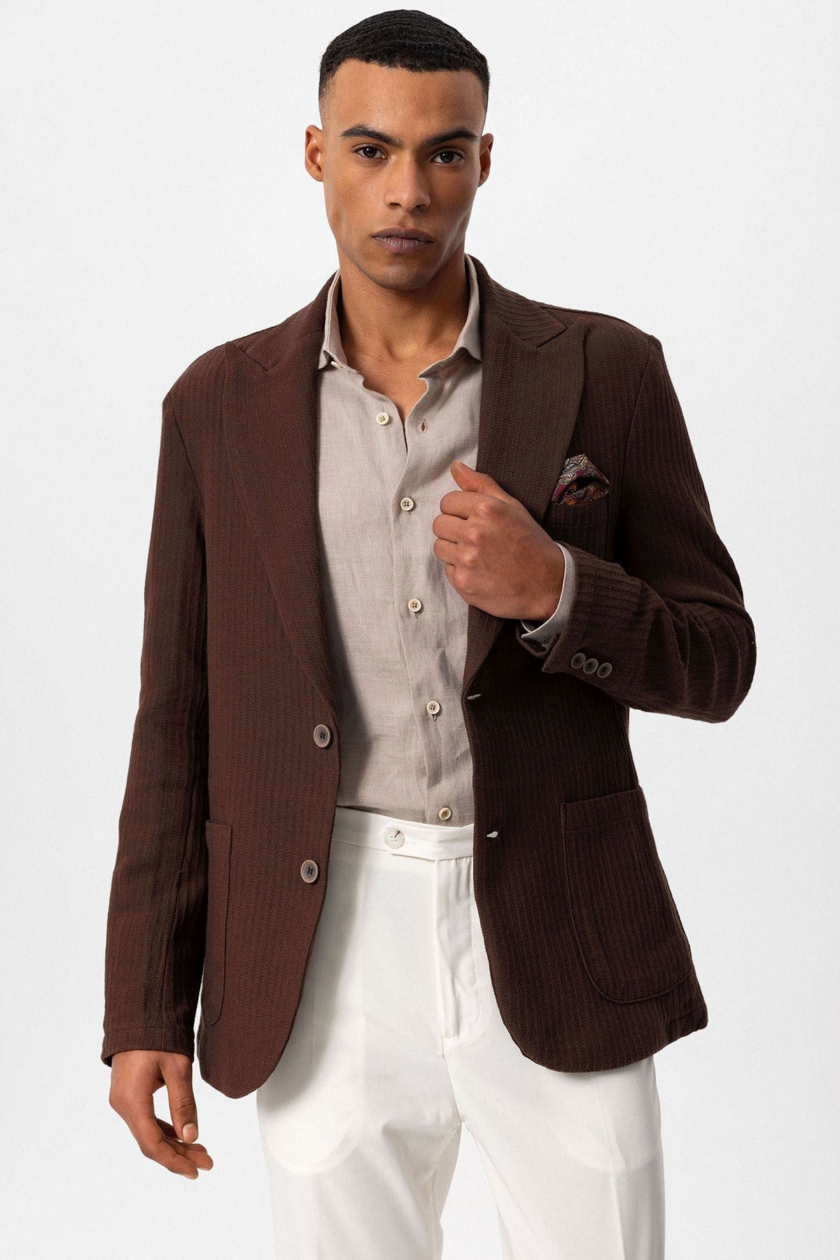 Antioch Torba Cepli Astarsız Erkek Blazer Ceket
