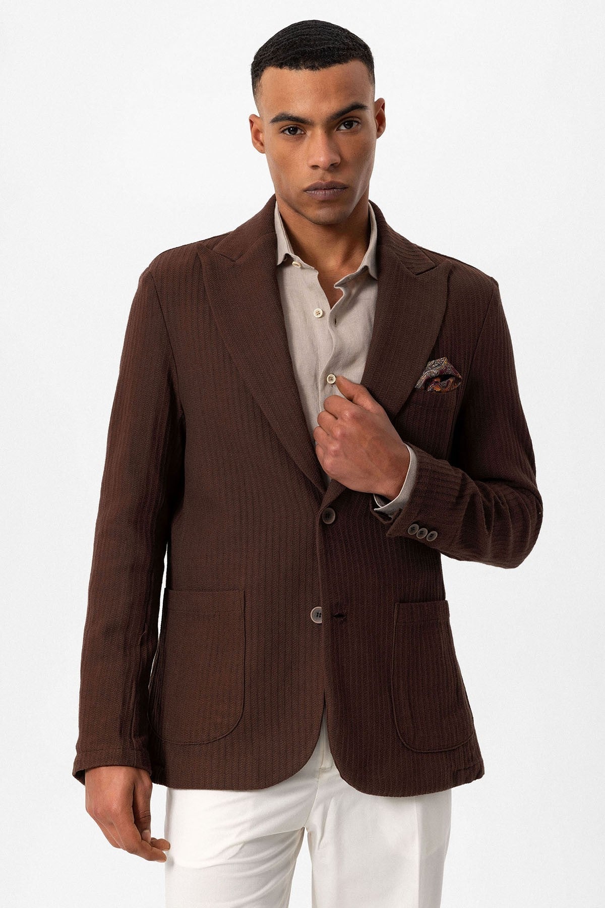 Antioch Torba Cepli Astarsız Erkek Blazer Ceket