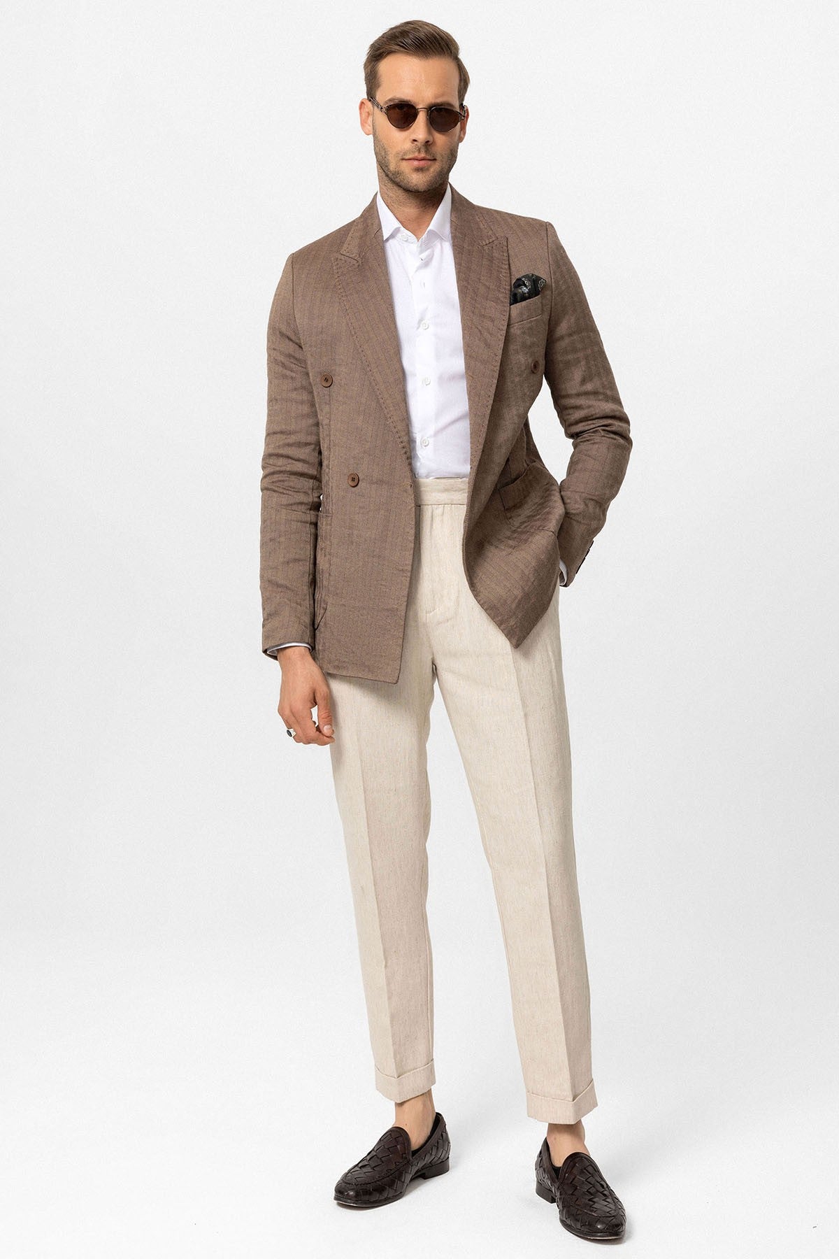 Antioch Balıksırtı Desenli Erkek Blazer Ceket