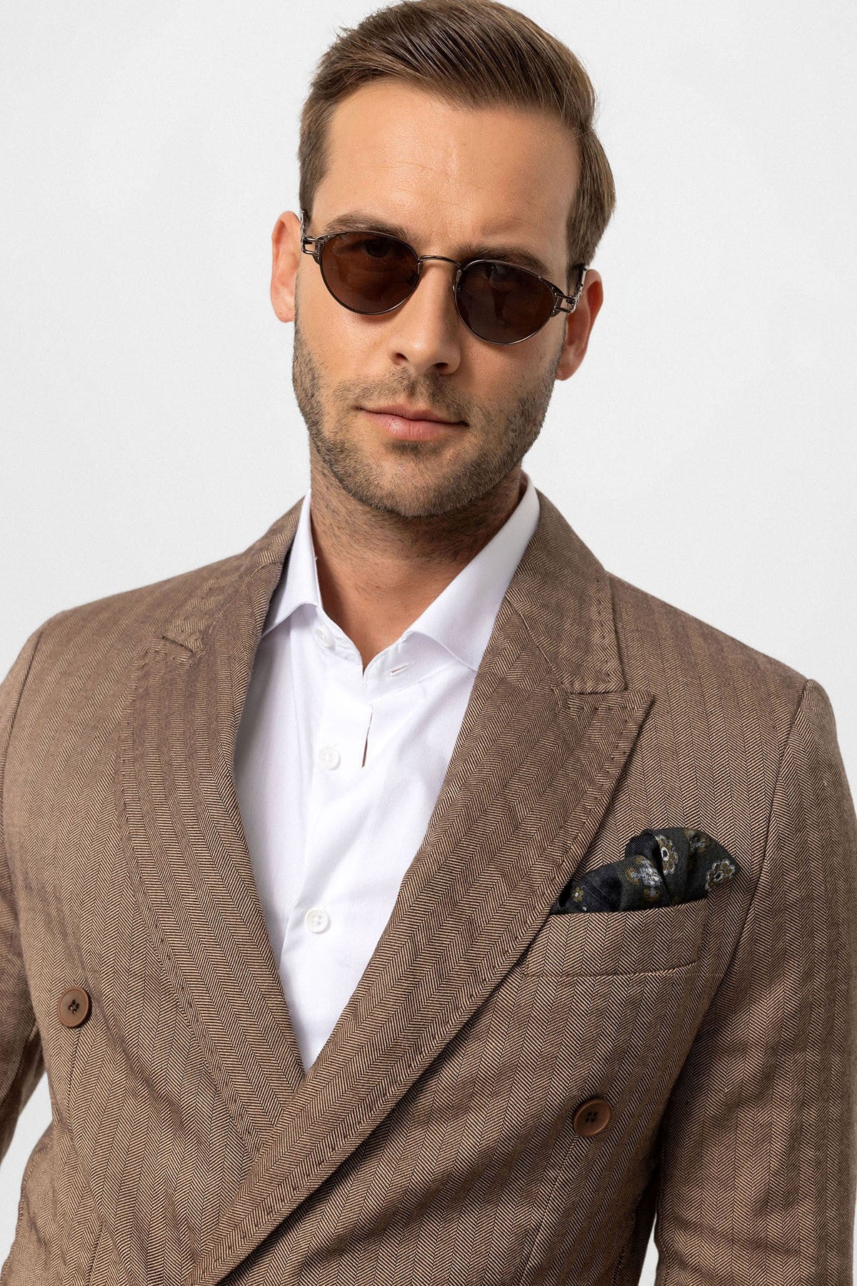 Antioch Balıksırtı Desenli Erkek Blazer Ceket