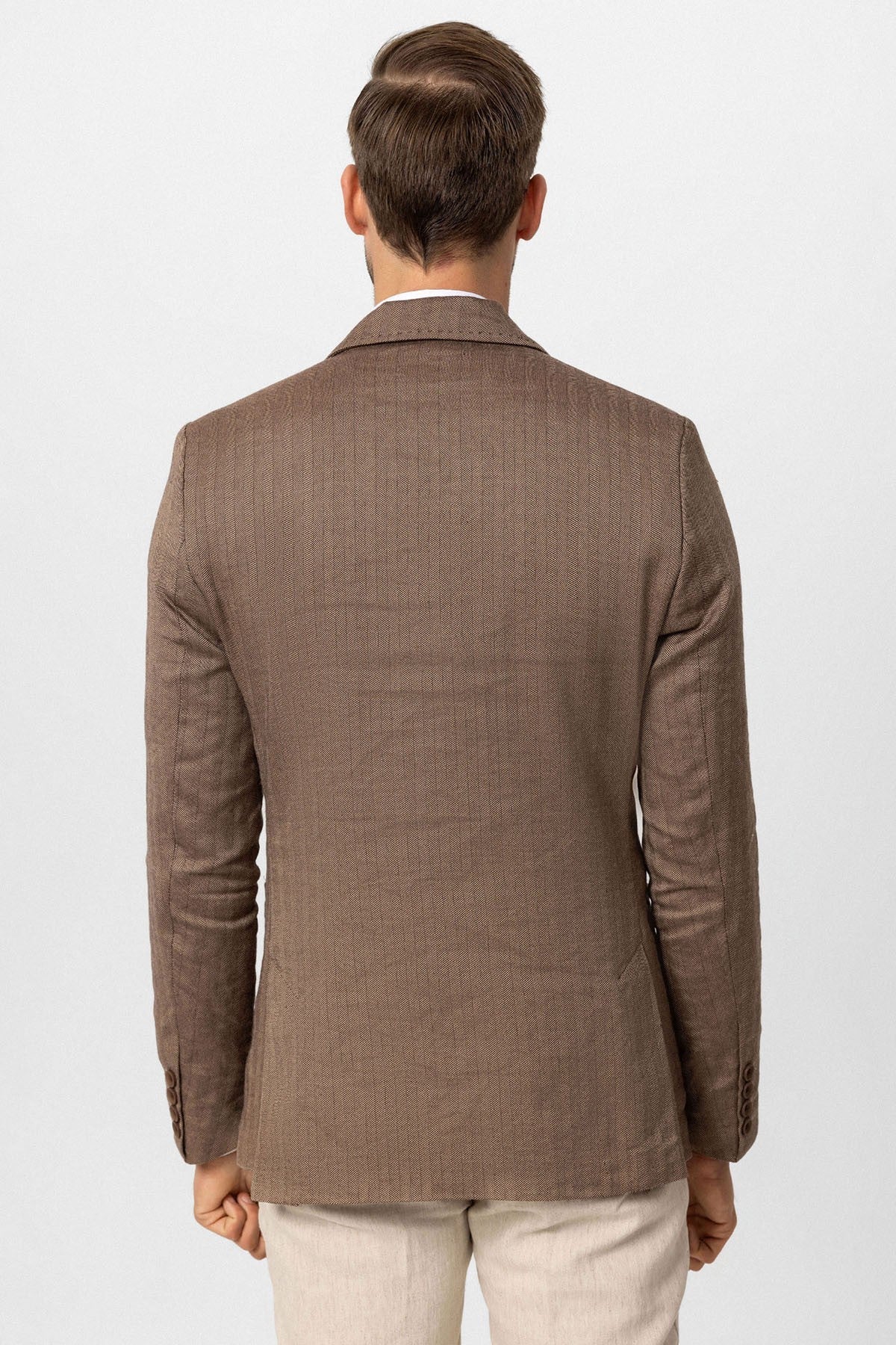 Antioch Balıksırtı Desenli Erkek Blazer Ceket