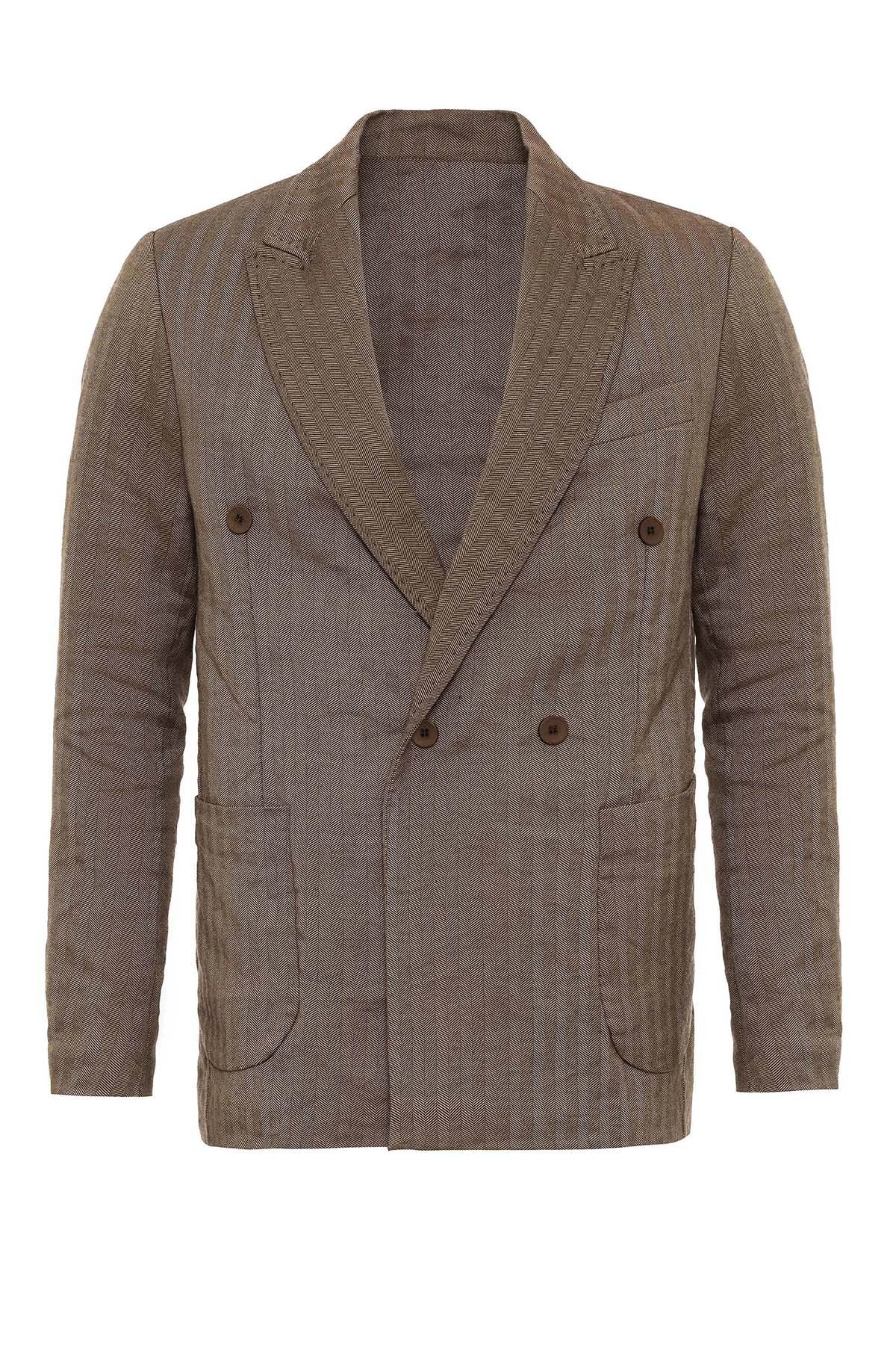 Antioch Balıksırtı Desenli Erkek Blazer Ceket