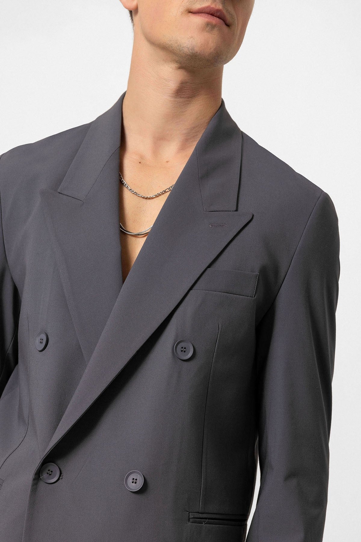 Antioch Tek Düğme Kruvaze Erkek Blazer Ceket