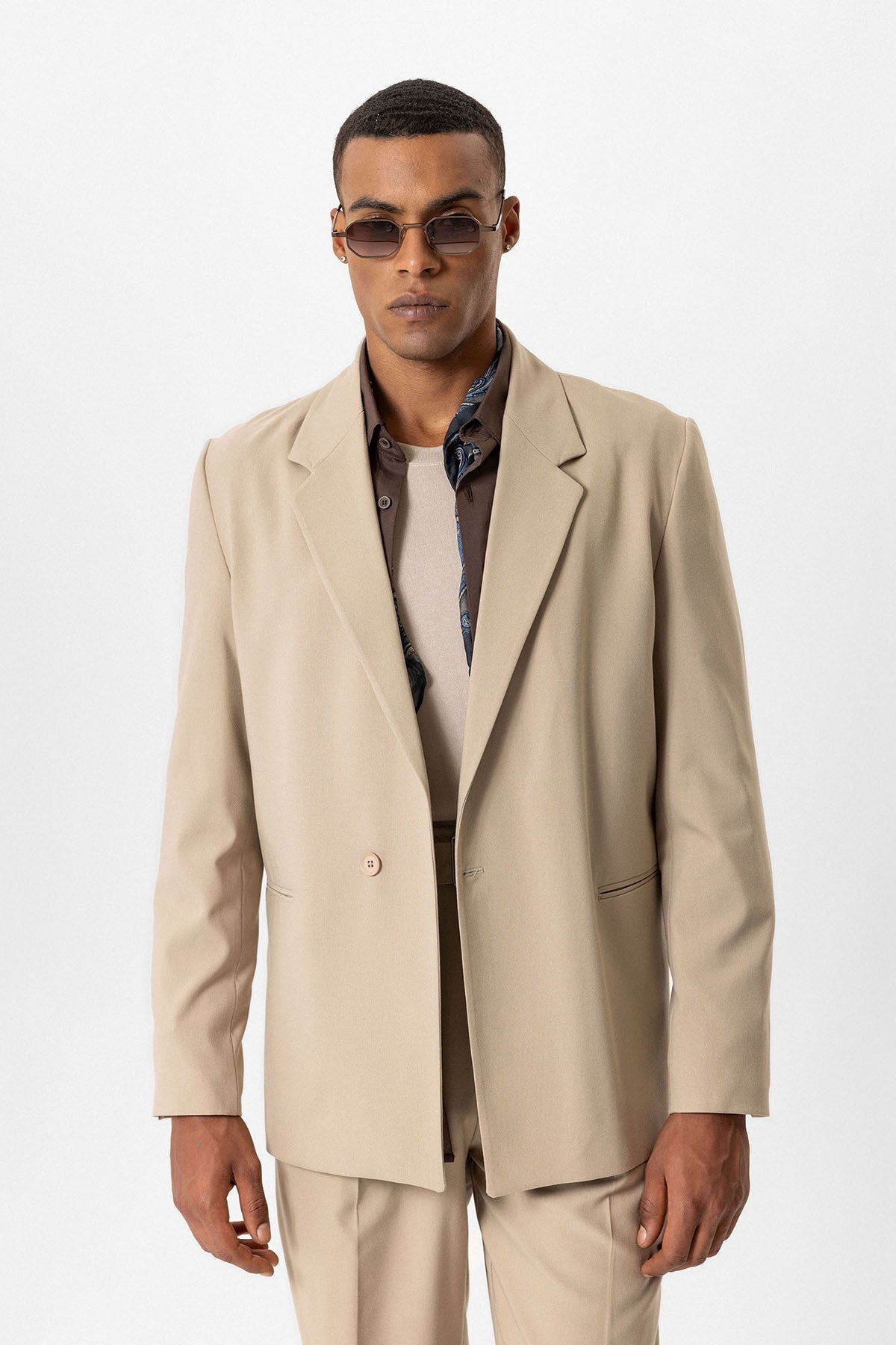 Antioch Tek Düğme Relaxed Erkek Blazer Ceket