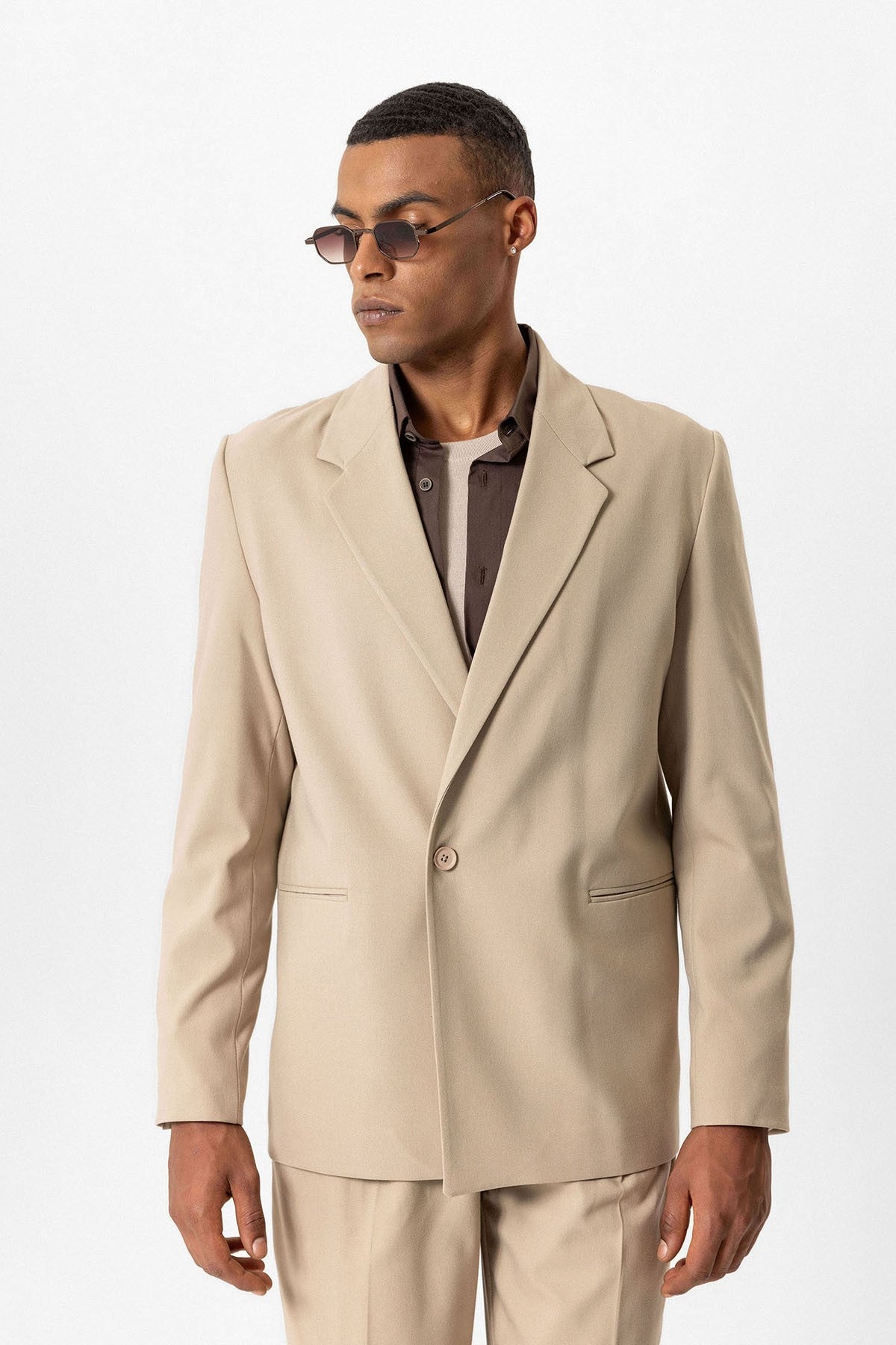 Antioch Tek Düğme Relaxed Erkek Blazer Ceket