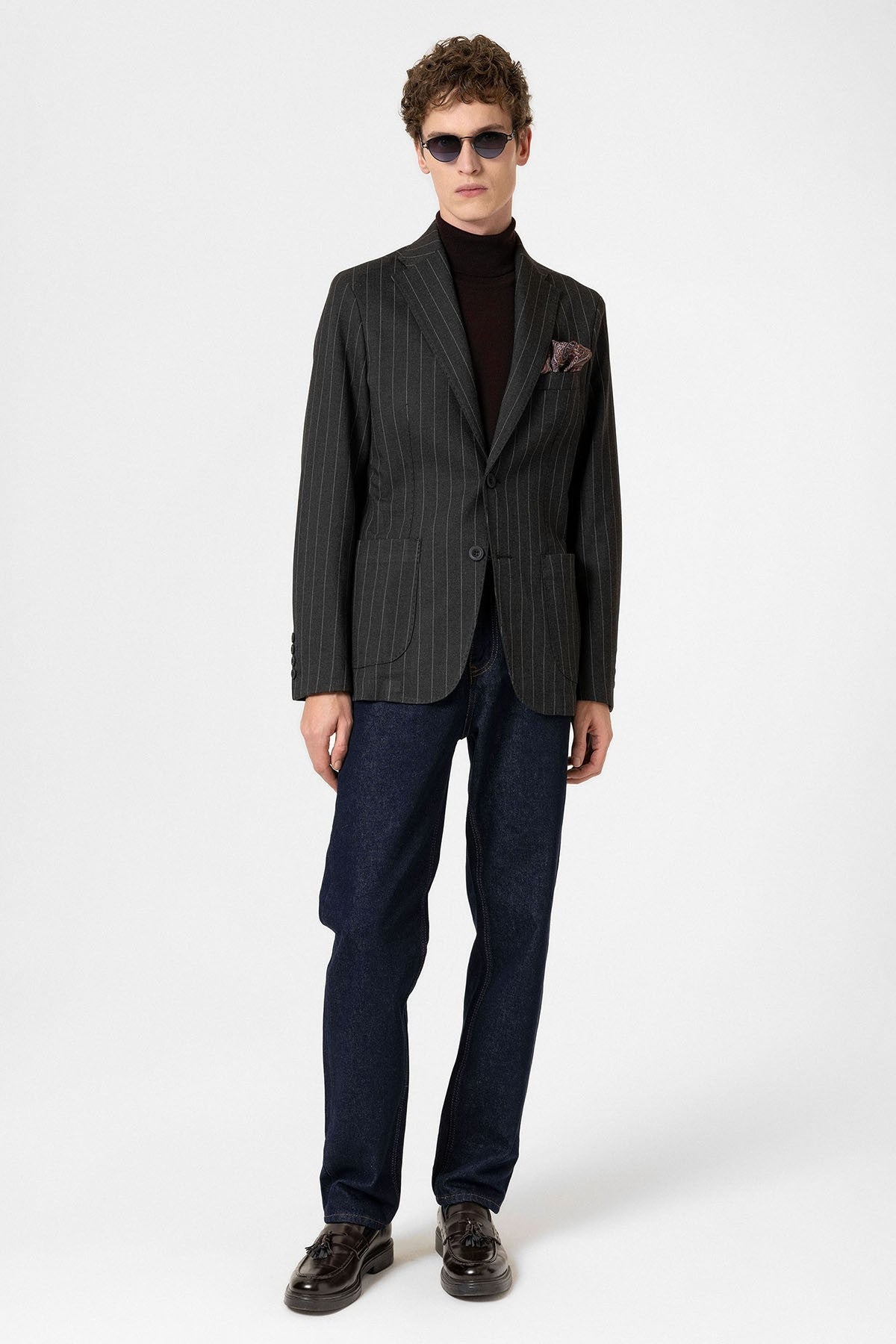 Antioch Slim Fit Çizgili Erkek Blazer Ceket