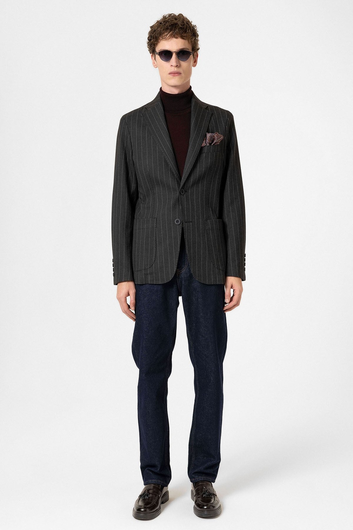 Antioch Slim Fit Çizgili Erkek Blazer Ceket