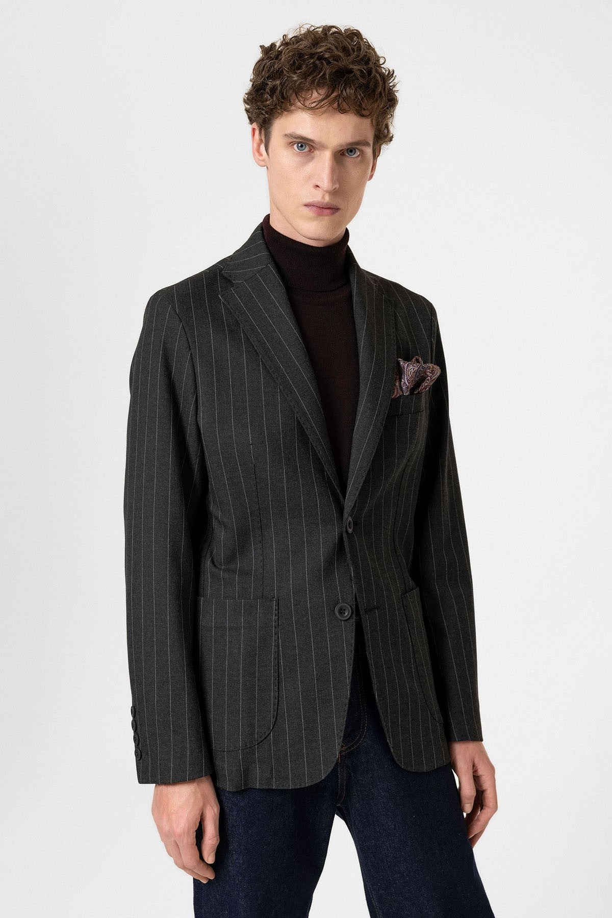 Antioch Slim Fit Çizgili Erkek Blazer Ceket
