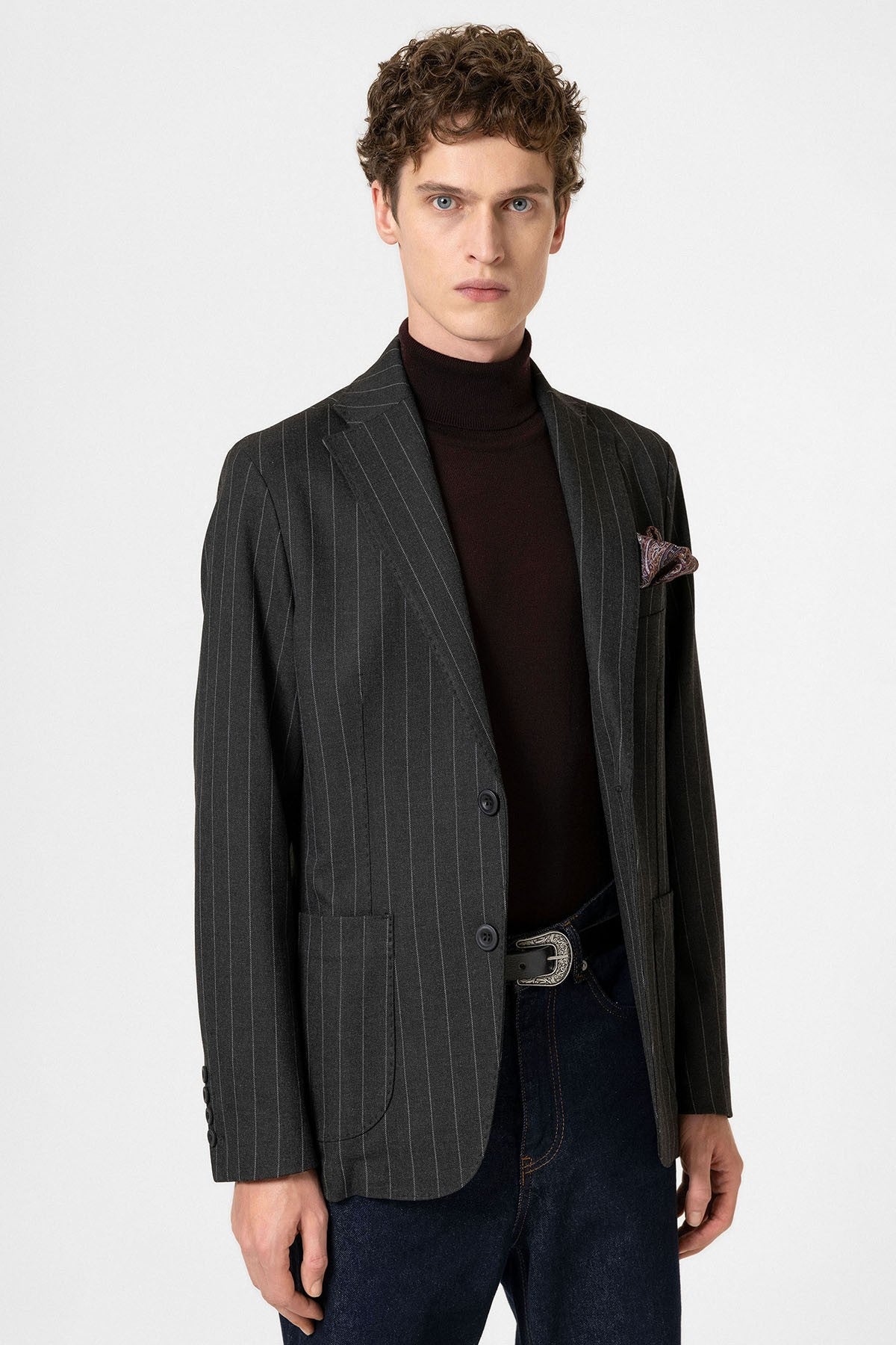 Antioch Slim Fit Çizgili Erkek Blazer Ceket
