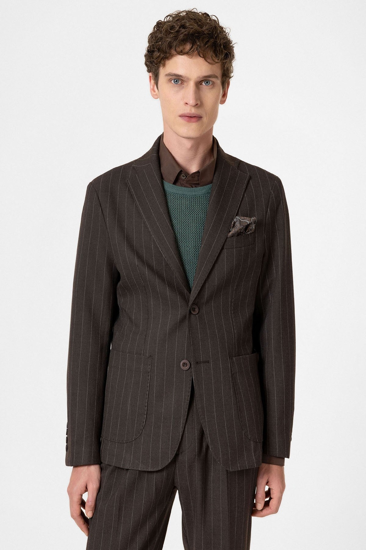 Antioch Slim Fit Çizgili Erkek Blazer Ceket