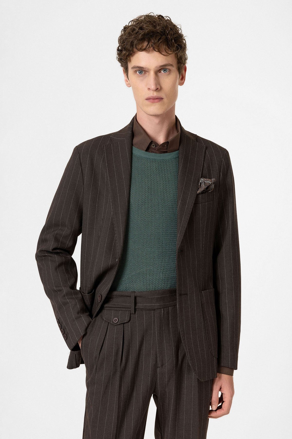 Antioch Slim Fit Çizgili Erkek Blazer Ceket