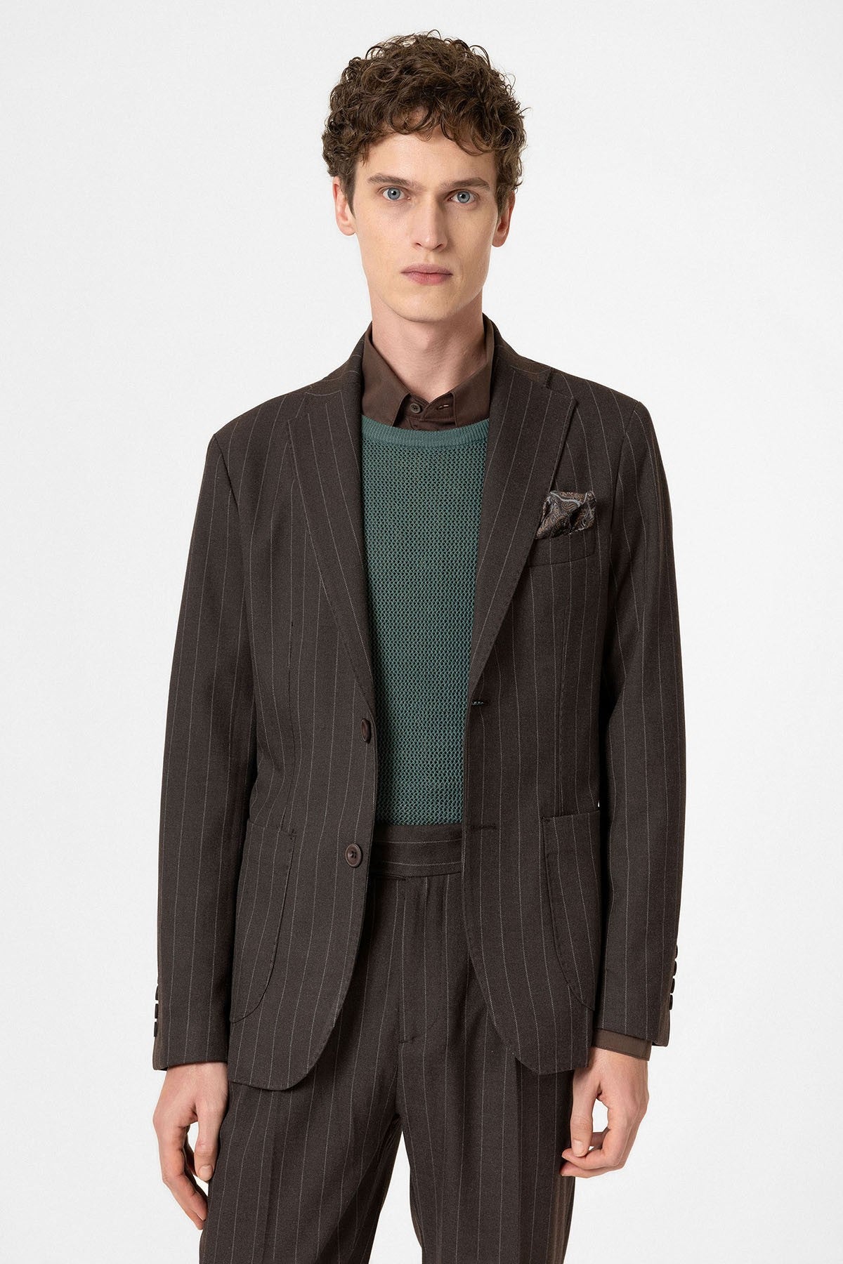 Antioch Slim Fit Çizgili Erkek Blazer Ceket