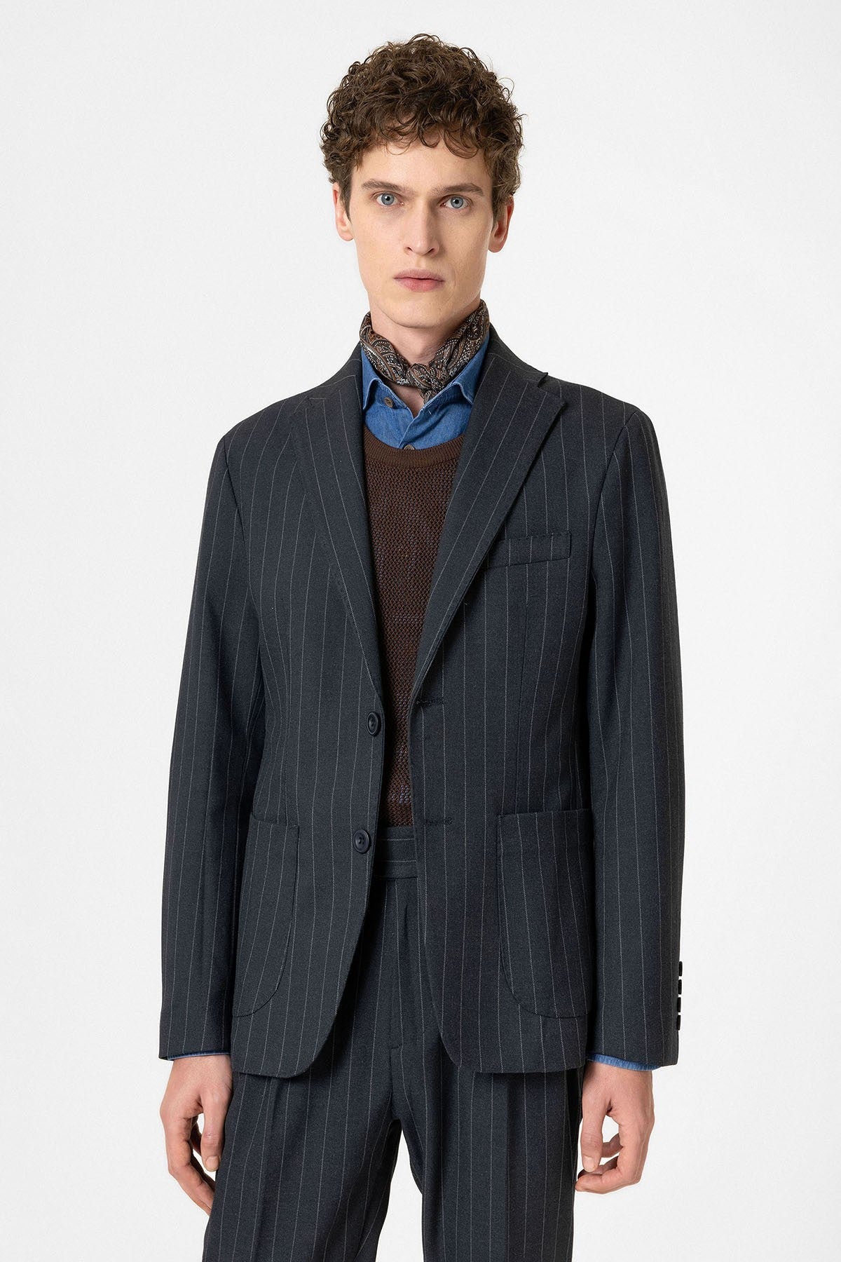 Antioch Slim Fit Çizgili Erkek Blazer Ceket