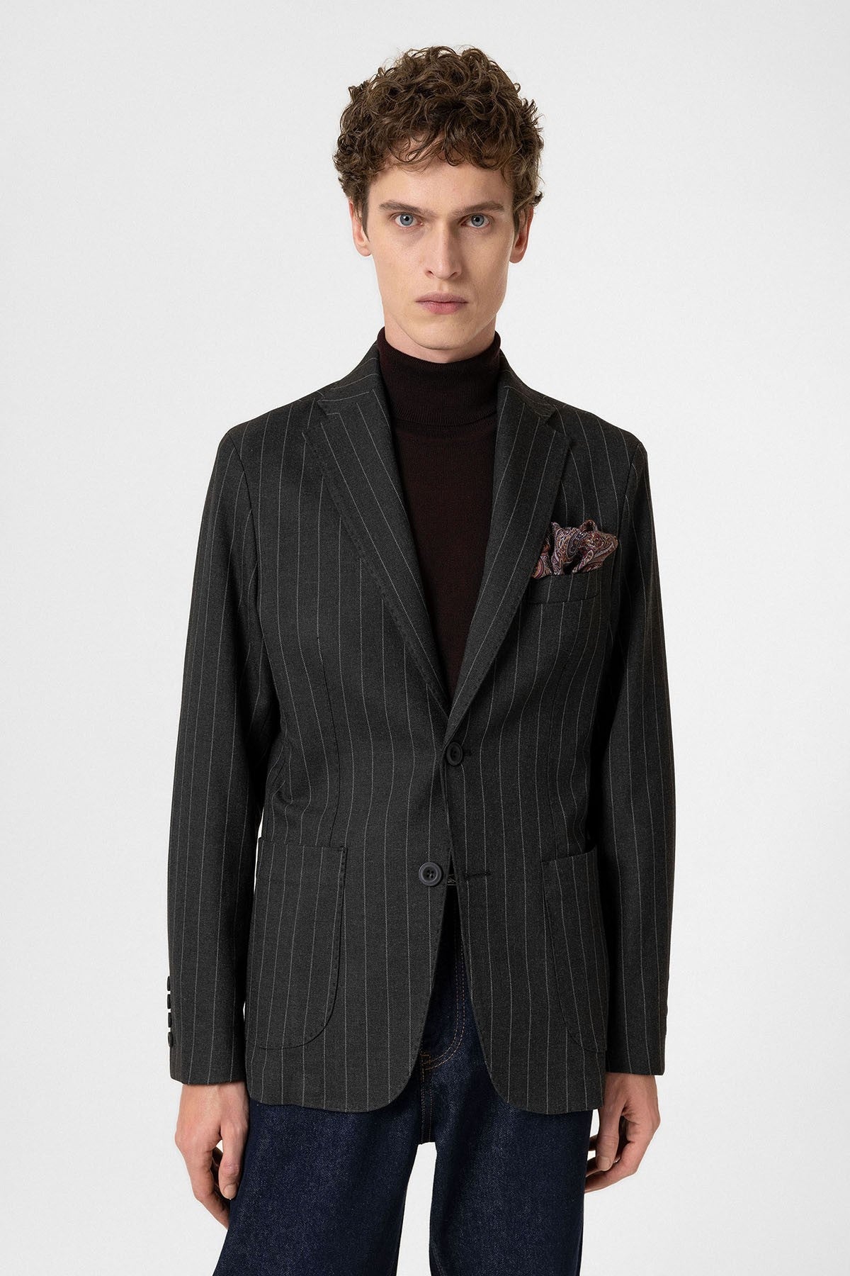 Antioch Slim Fit Çizgili Erkek Blazer Ceket