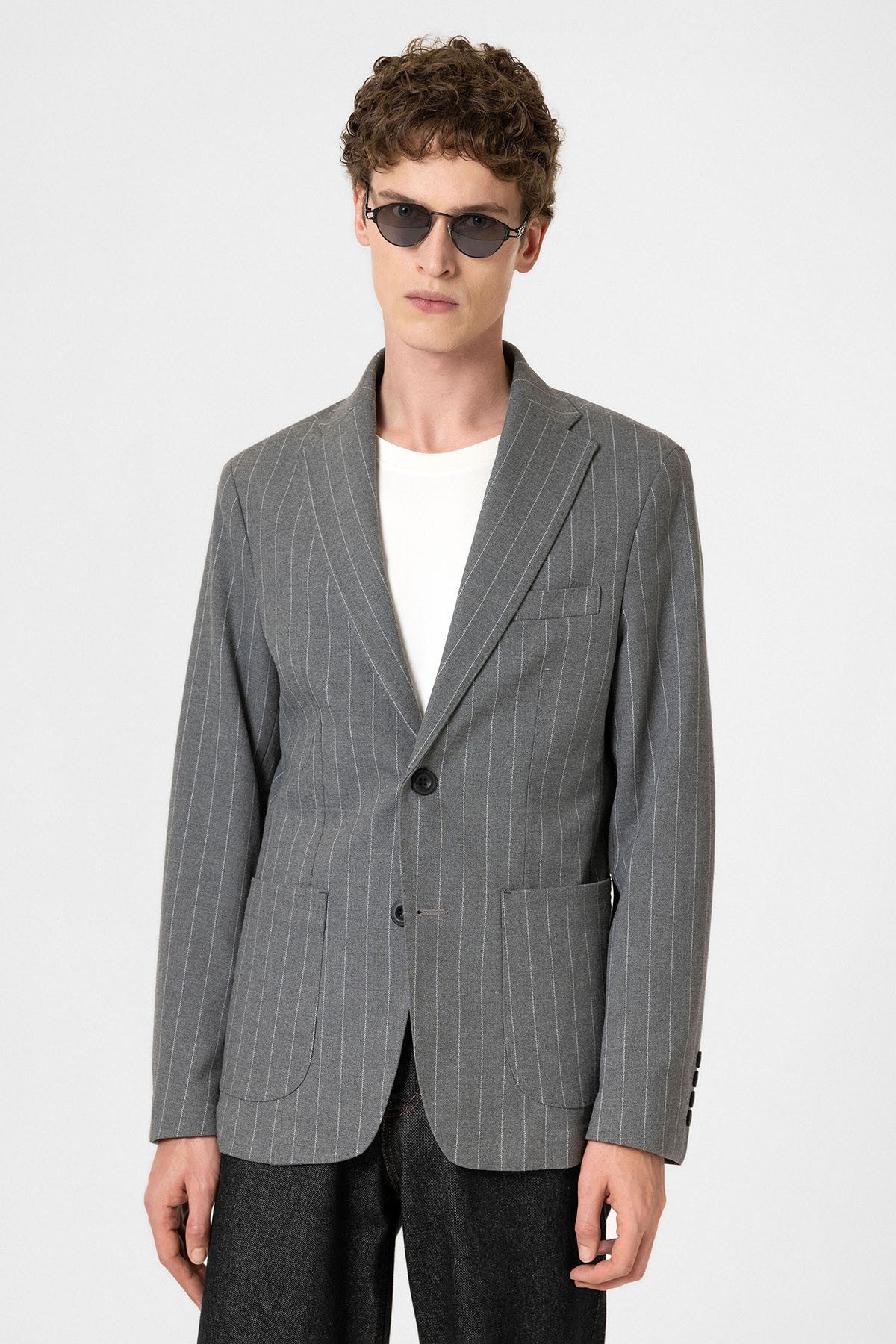 Antioch Slim Fit Çizgili Erkek Blazer Ceket