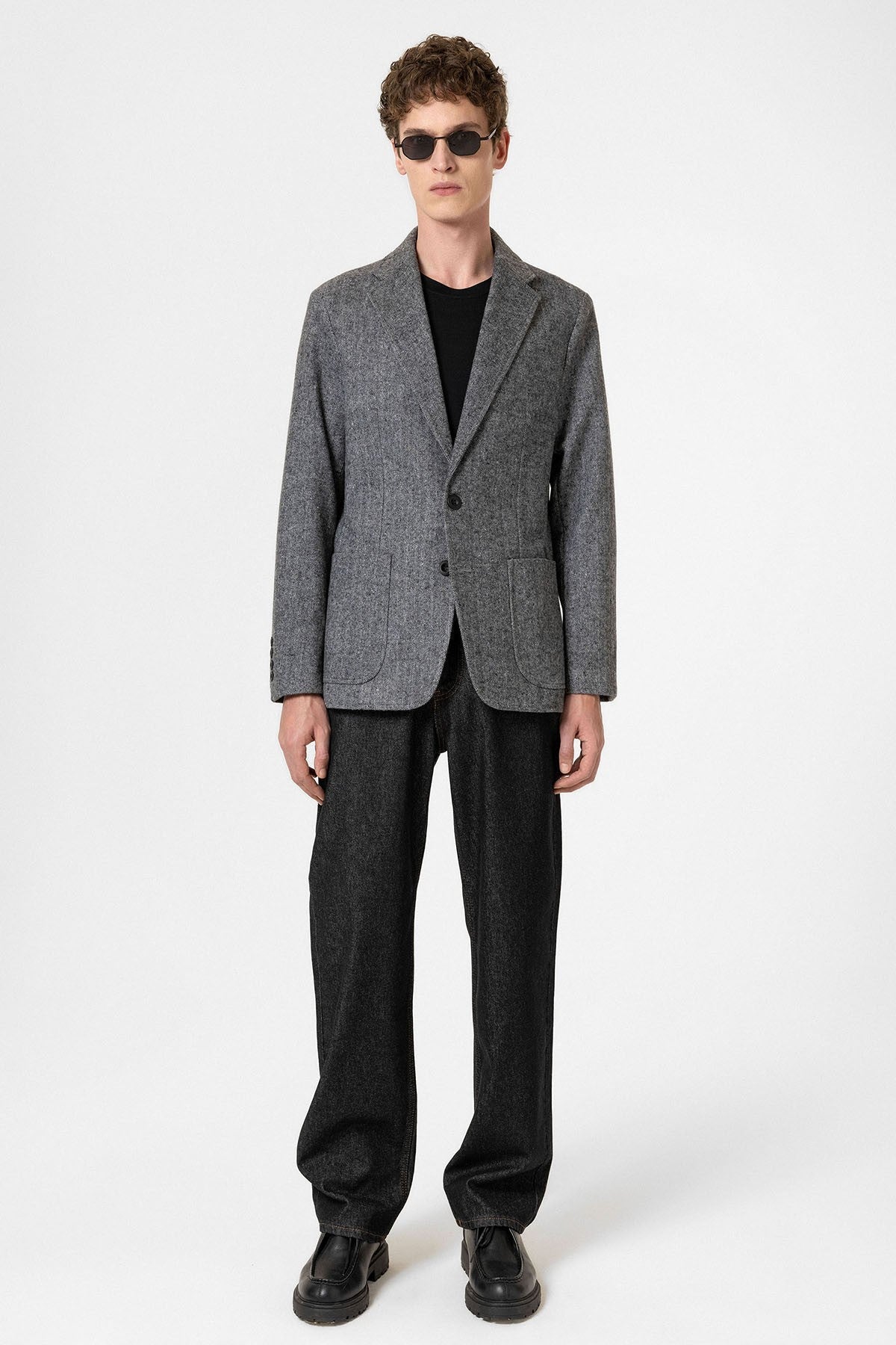 Antioch Slim Fit Balıksırtı Desenli Erkek Blazer Ceket