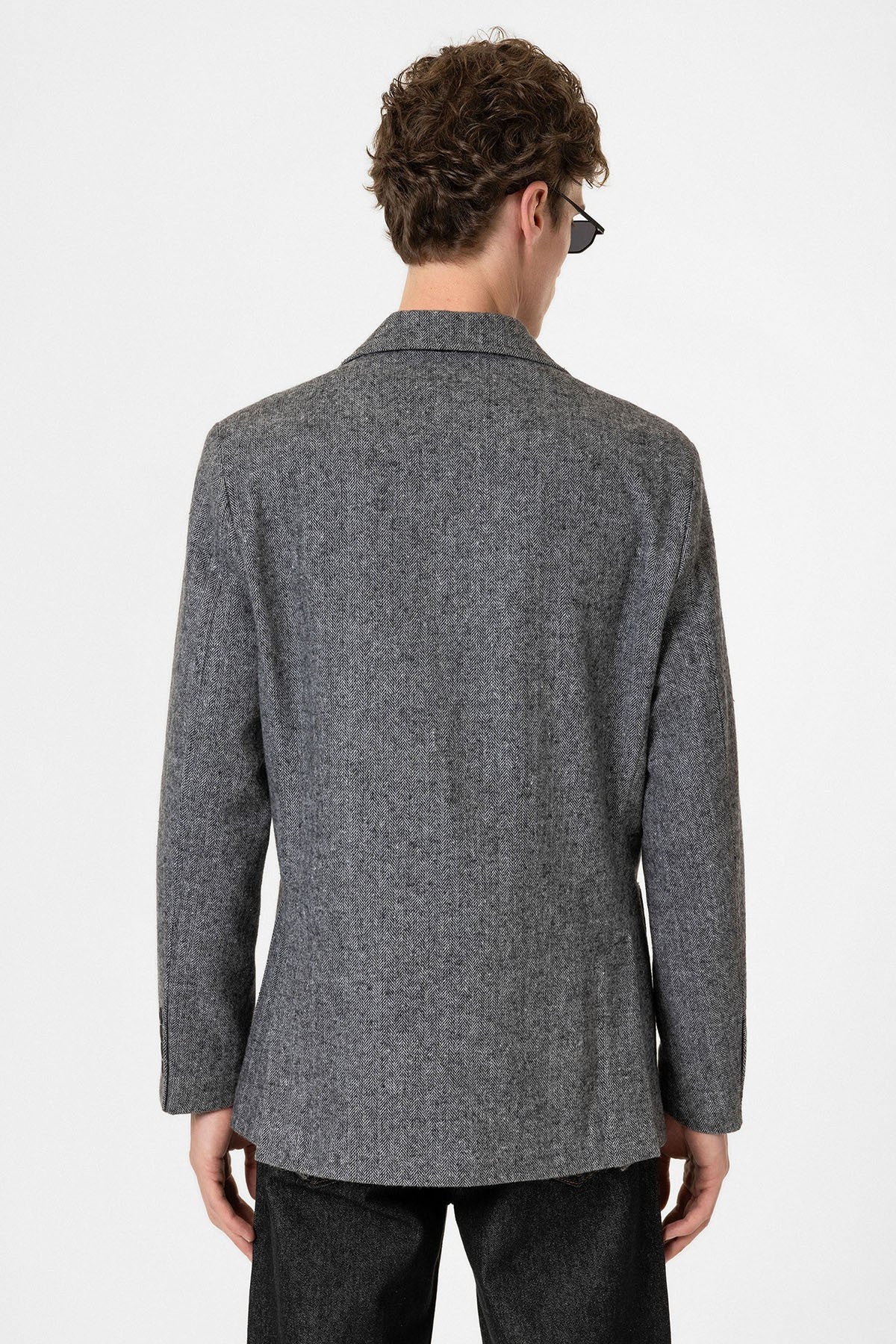 Antioch Slim Fit Balıksırtı Desenli Erkek Blazer Ceket