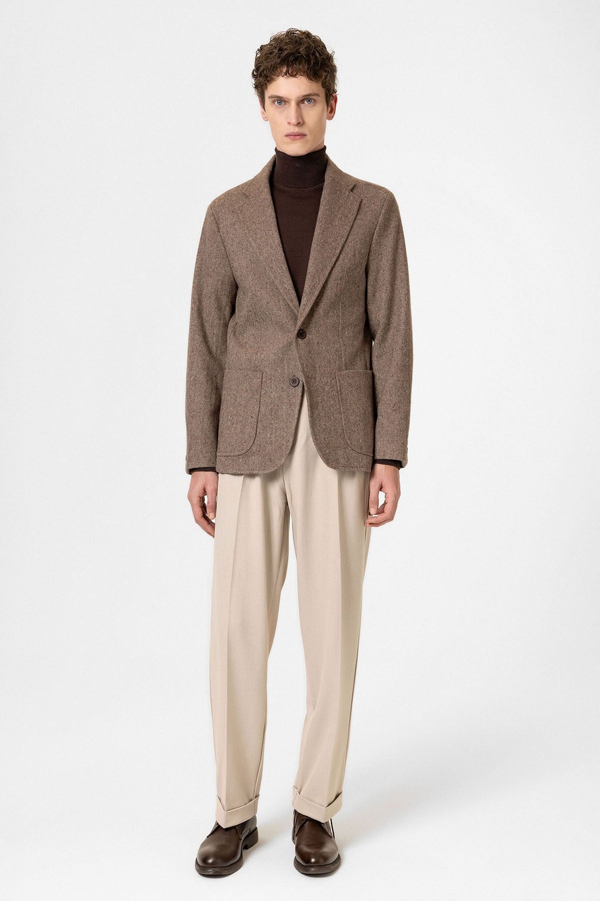 Antioch Slim Fit Balıksırtı Desenli Erkek Blazer Ceket