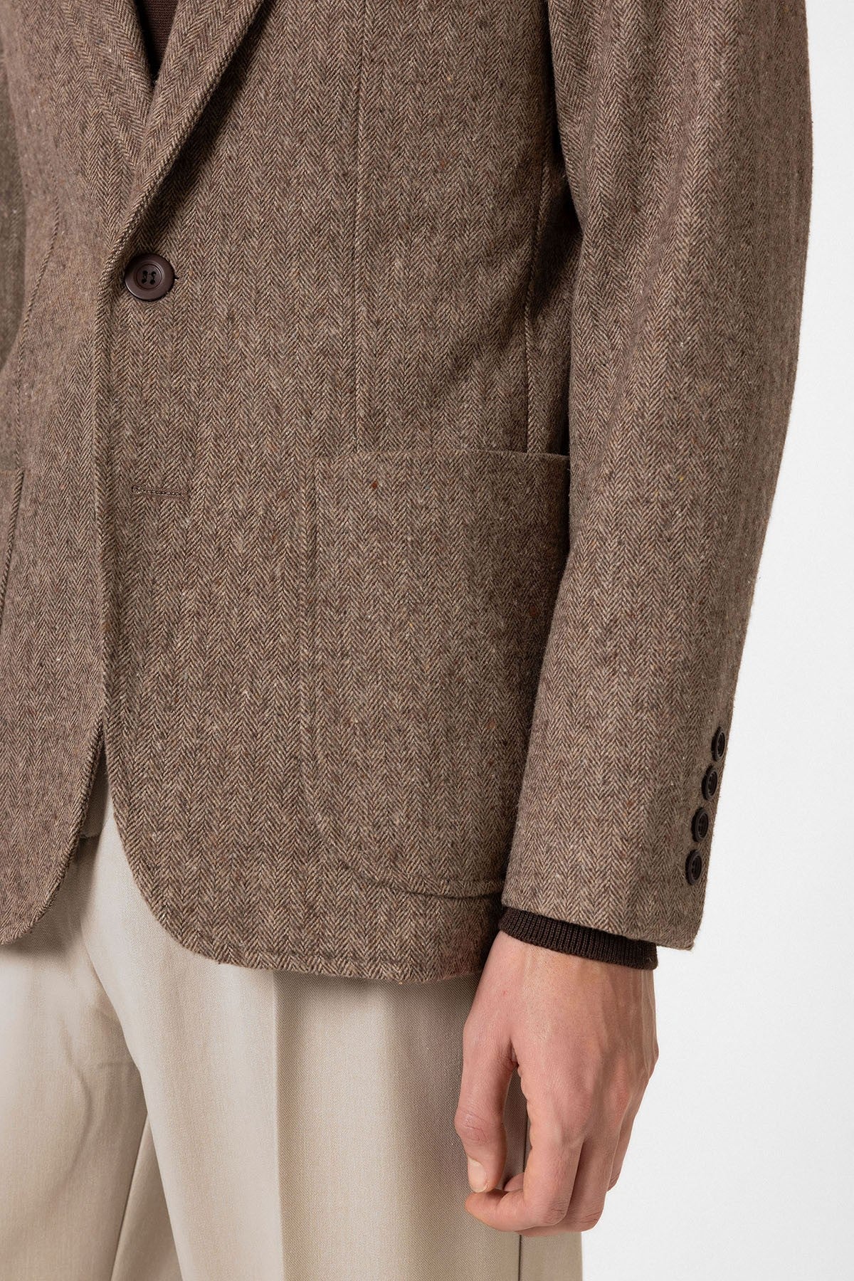 Antioch Slim Fit Balıksırtı Desenli Erkek Blazer Ceket