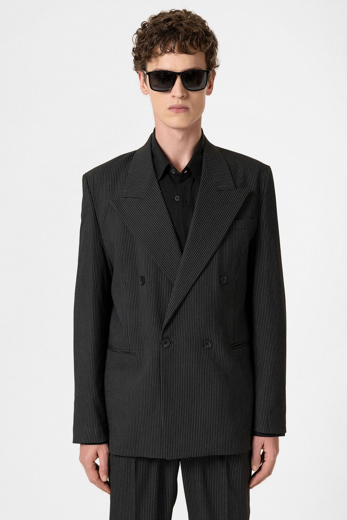 Antioch Rahat Kruvaze Çizgili Erkek Blazer Ceket