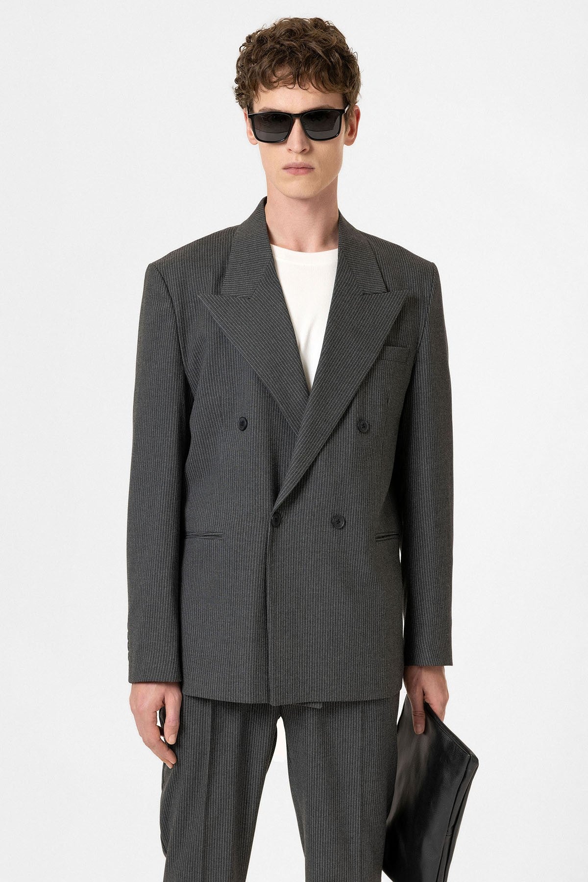 Antioch Rahat Kruvaze Çizgili Erkek Blazer Ceket