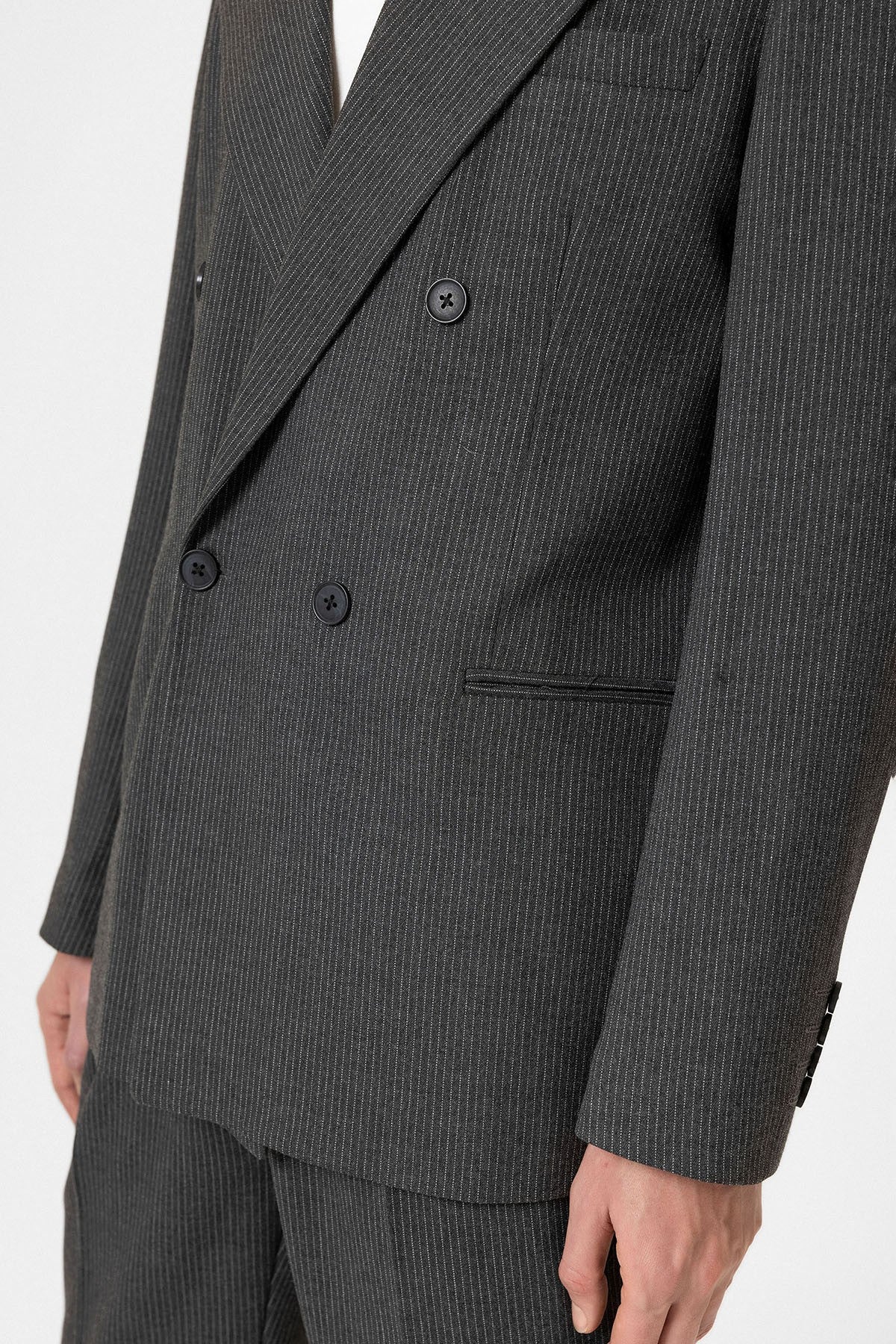 Antioch Rahat Kruvaze Çizgili Erkek Blazer Ceket