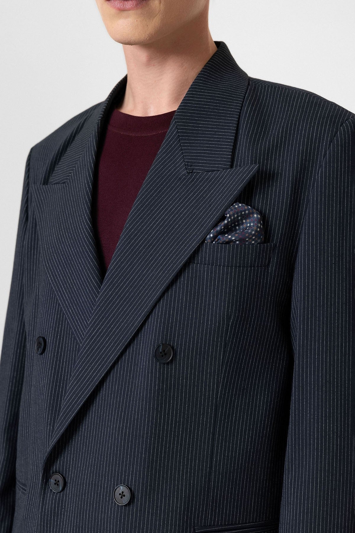 Antioch Rahat Kruvaze Çizgili Erkek Blazer Ceket