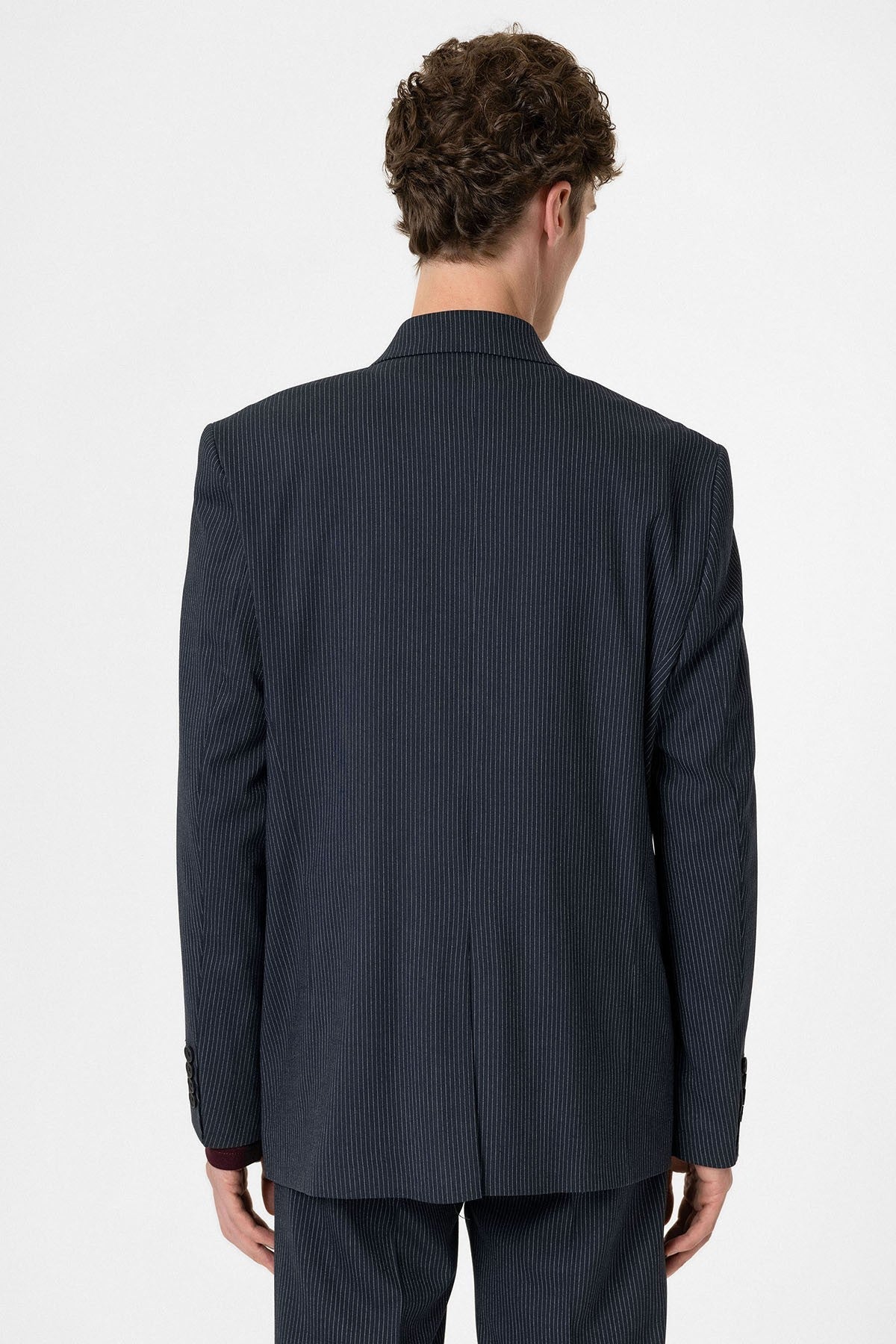 Antioch Rahat Kruvaze Çizgili Erkek Blazer Ceket