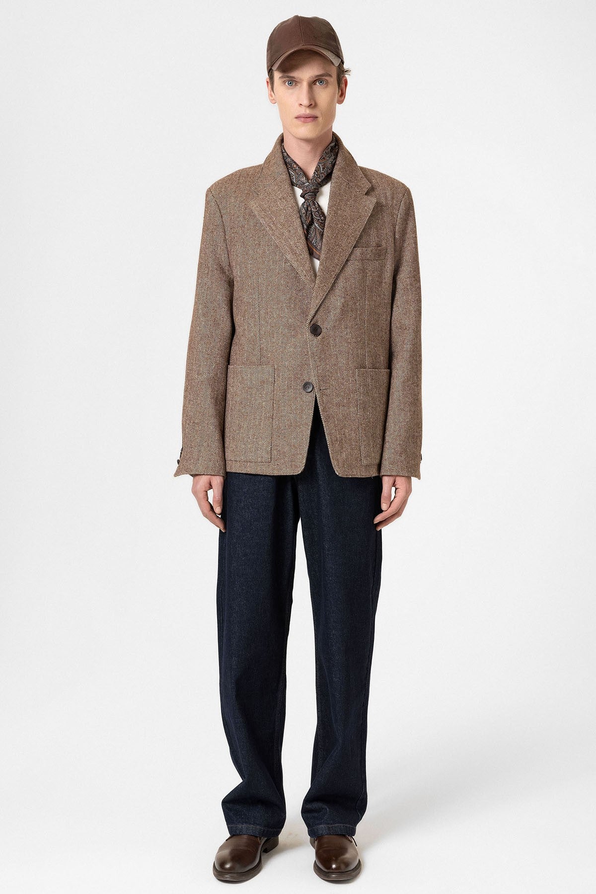 Antioch Balıksırtı Desenli Oversize Erkek Blazer Ceket