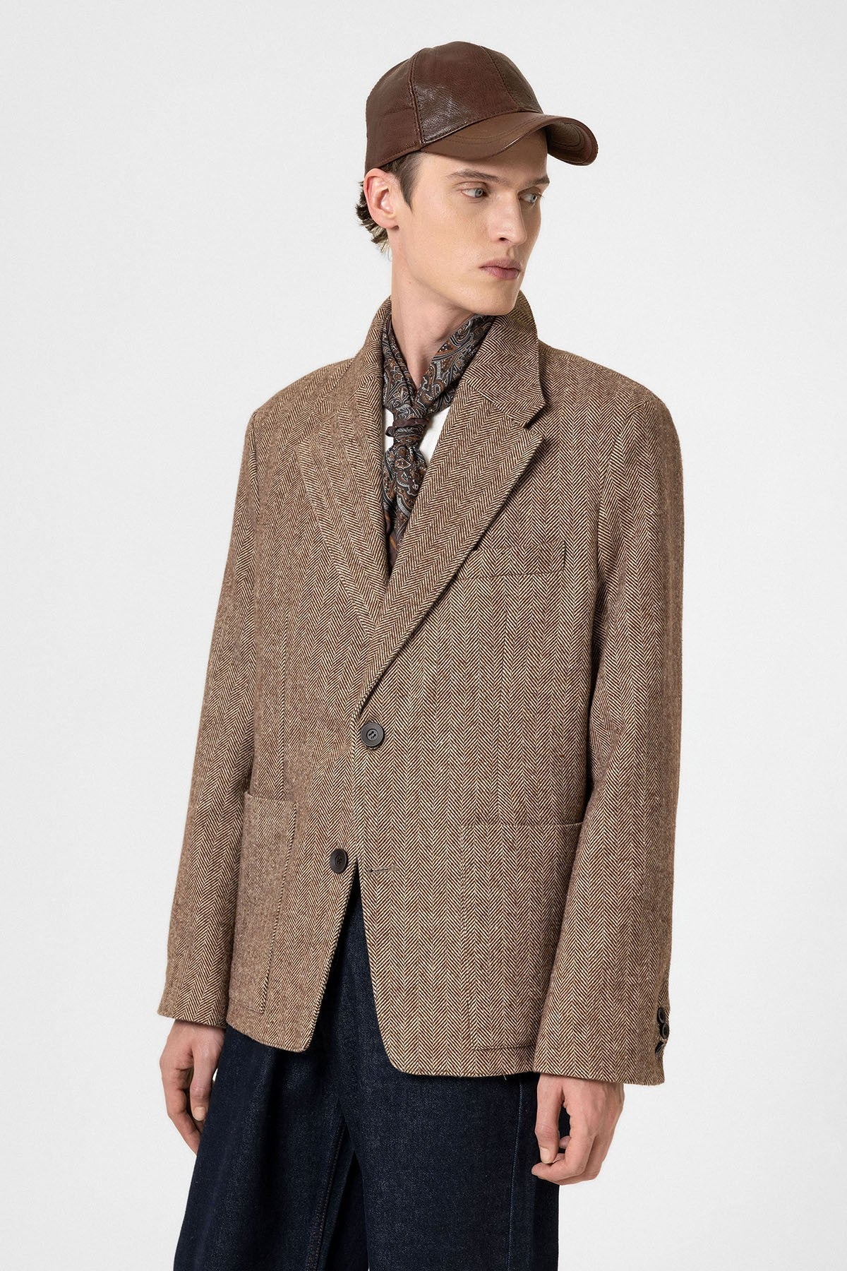 Antioch Balıksırtı Desenli Oversize Erkek Blazer Ceket