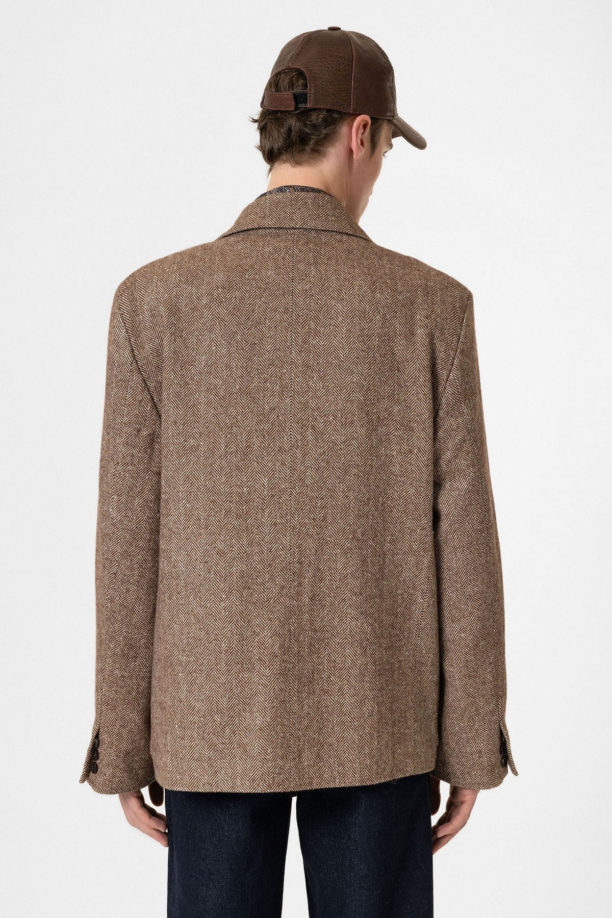 Antioch Balıksırtı Desenli Oversize Erkek Blazer Ceket