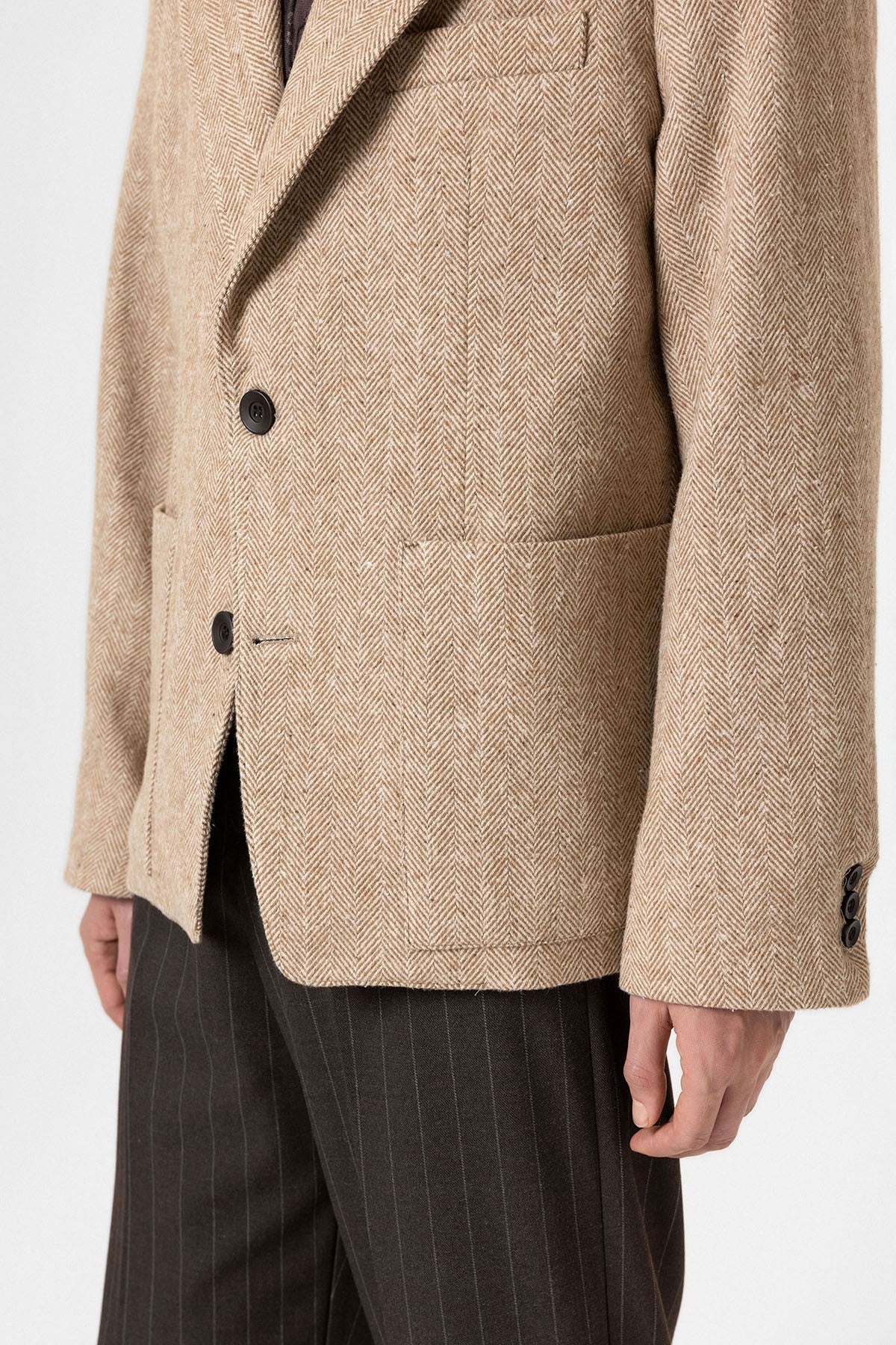 Antioch Balıksırtı Desenli Oversize Erkek Blazer Ceket