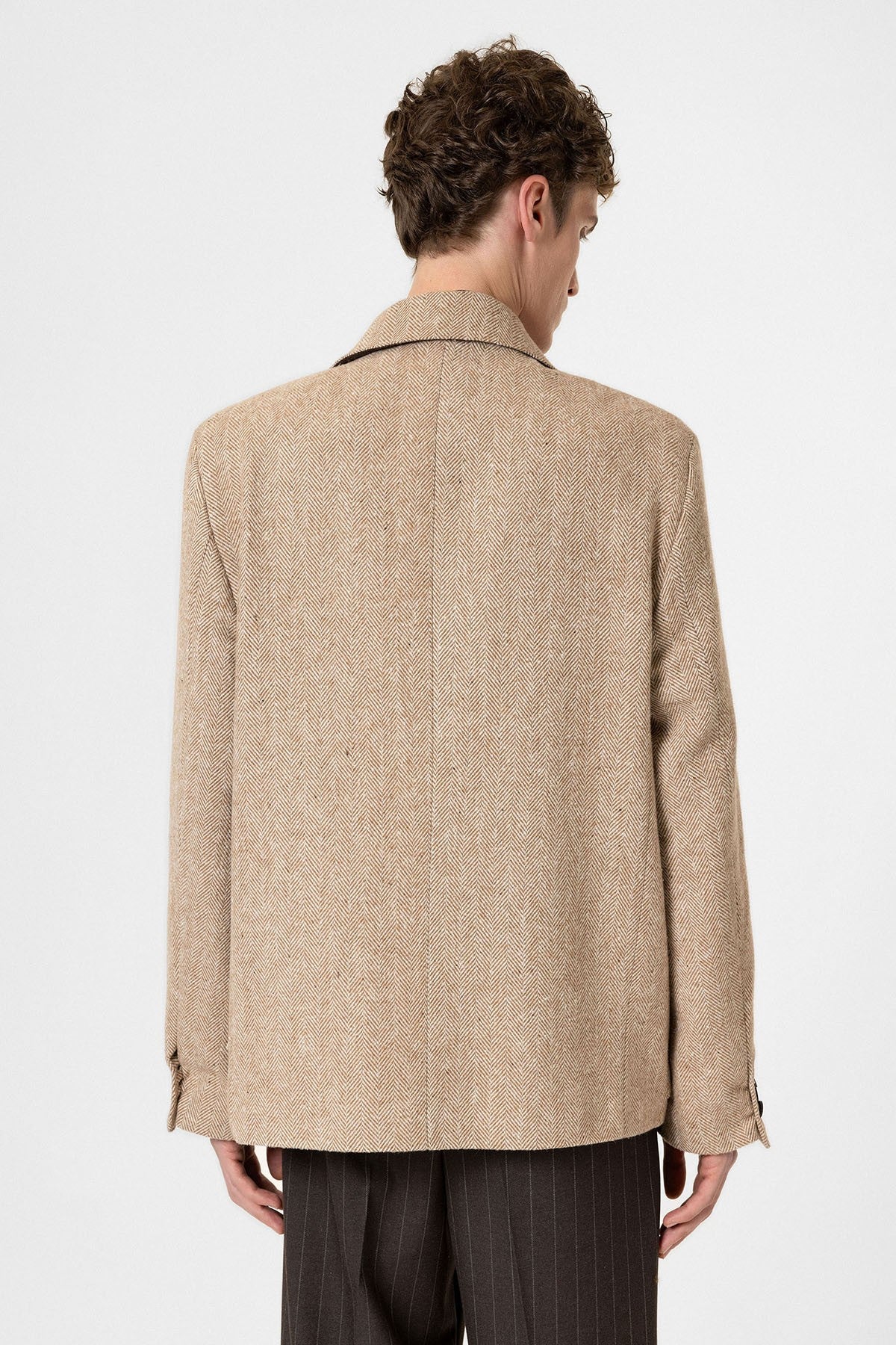 Antioch Balıksırtı Desenli Oversize Erkek Blazer Ceket