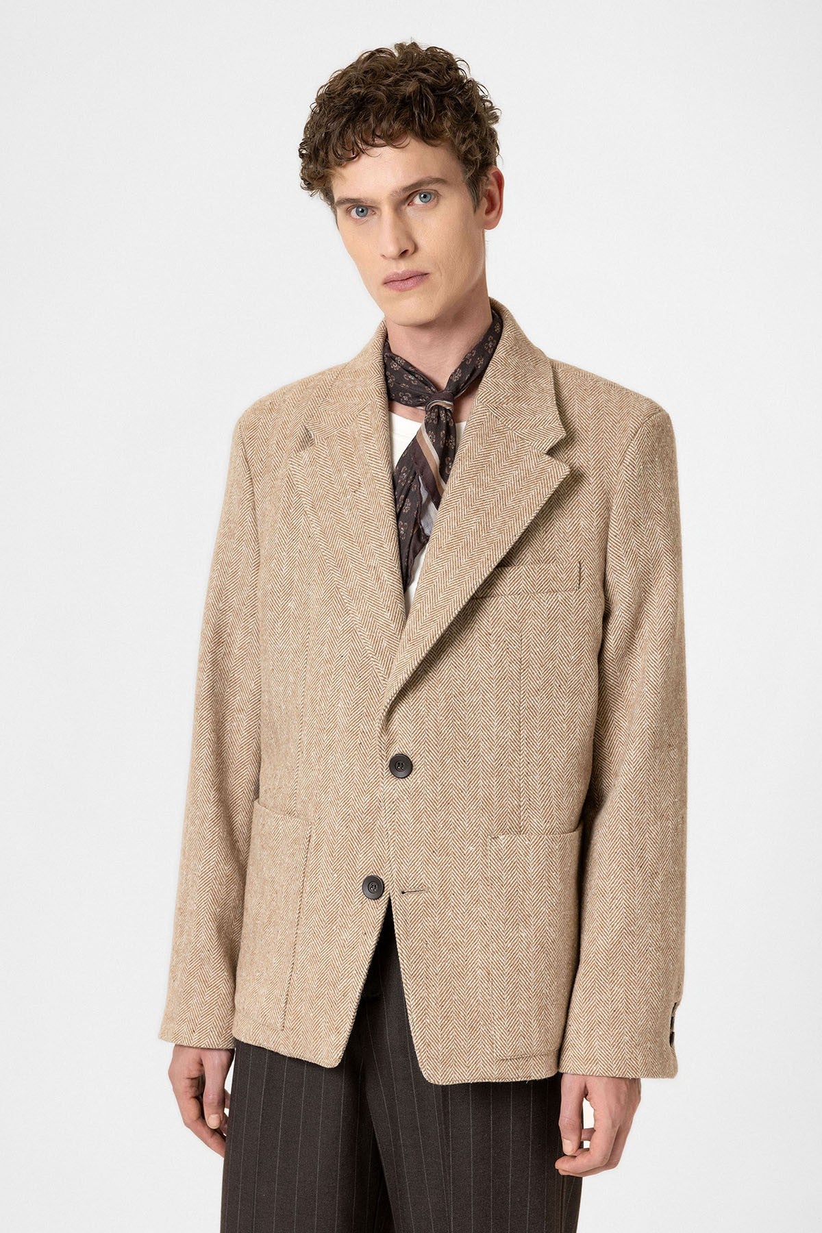 Antioch Balıksırtı Desenli Oversize Erkek Blazer Ceket
