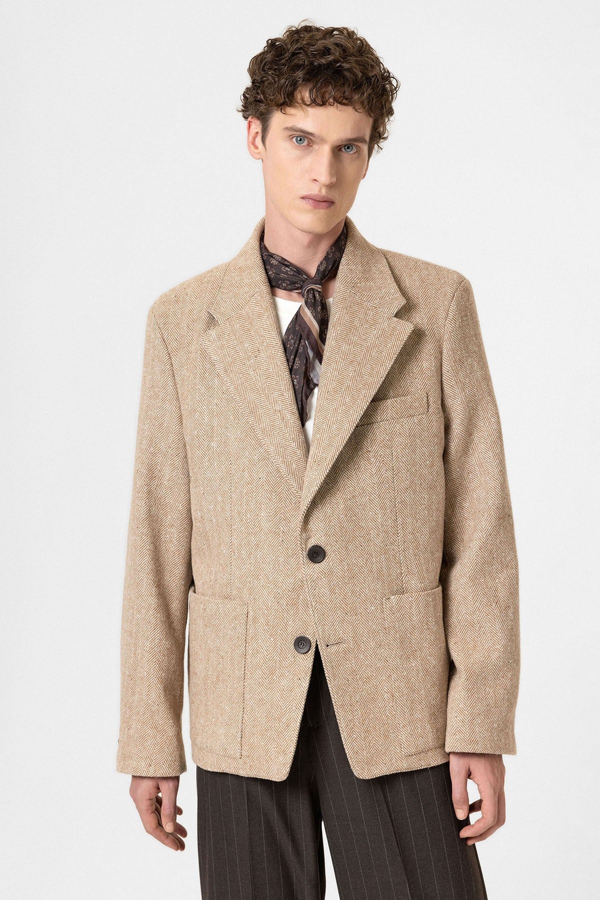 Antioch Balıksırtı Desenli Oversize Erkek Blazer Ceket