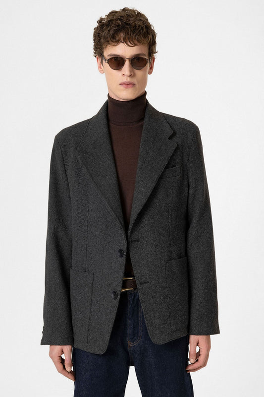 Antioch Balıksırtı Desenli Oversize Erkek Blazer Ceket