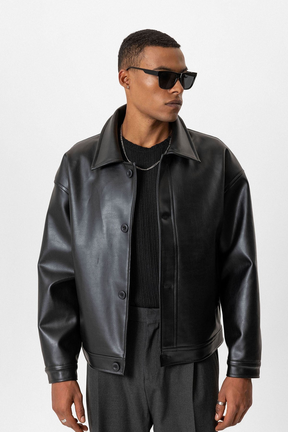 Antioch Oversize Suni Deri Erkek Mont