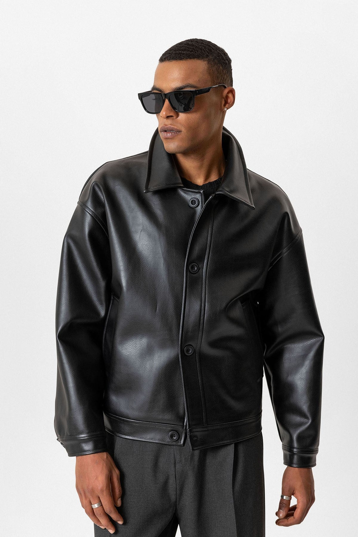 Antioch Oversize Suni Deri Erkek Mont