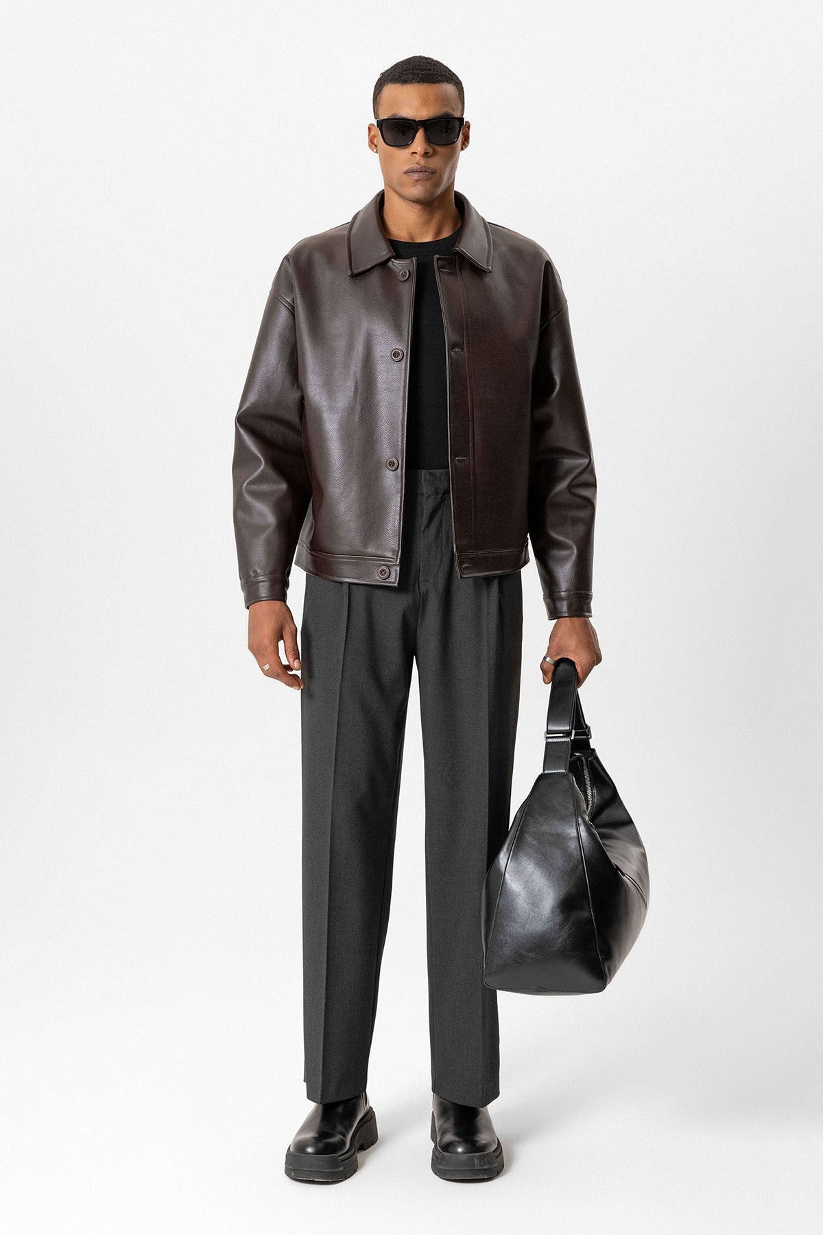 Antioch Oversize Suni Deri Erkek Mont