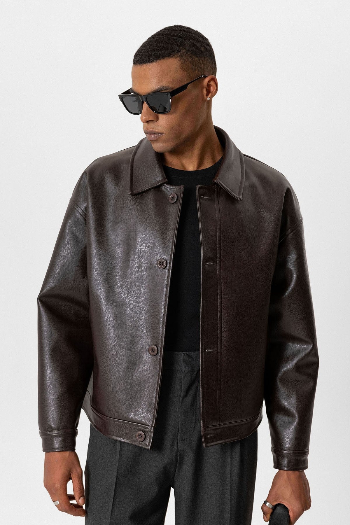 Antioch Oversize Suni Deri Erkek Mont
