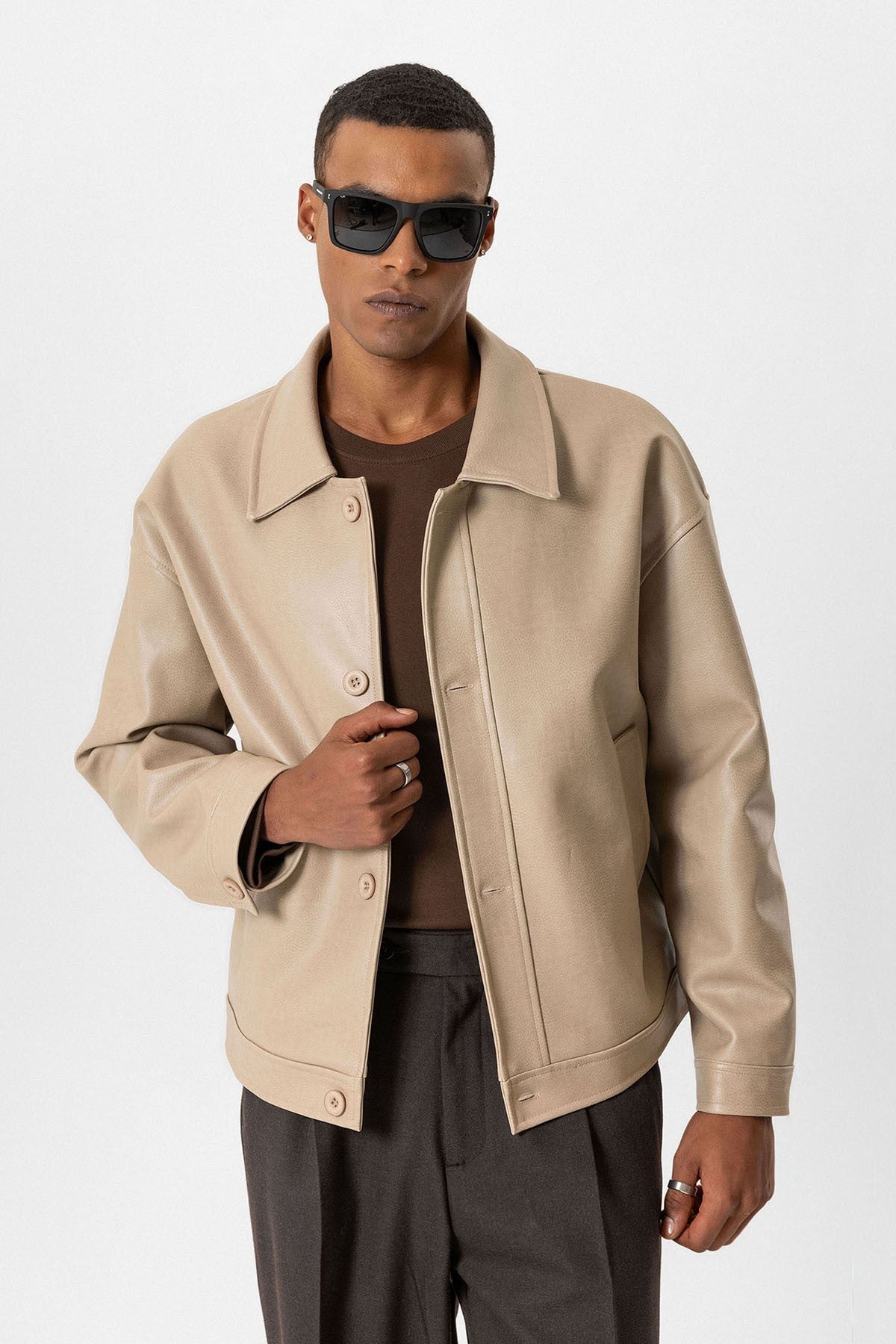 Antioch Oversize Suni Deri Erkek Mont