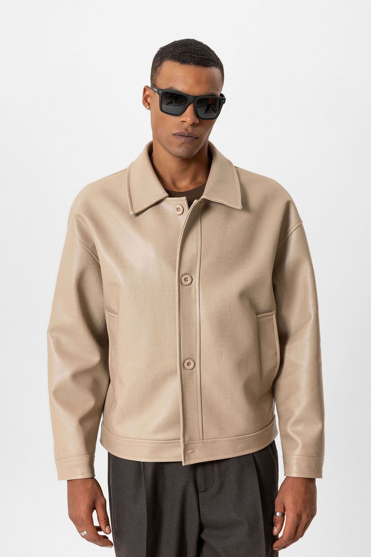 Antioch Oversize Suni Deri Erkek Mont
