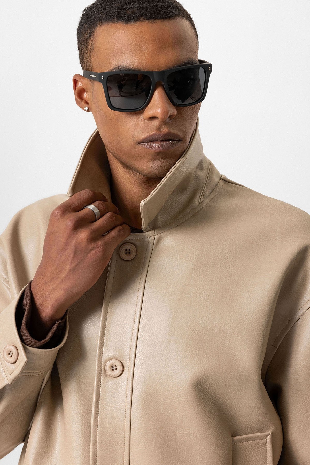 Antioch Oversize Suni Deri Erkek Mont
