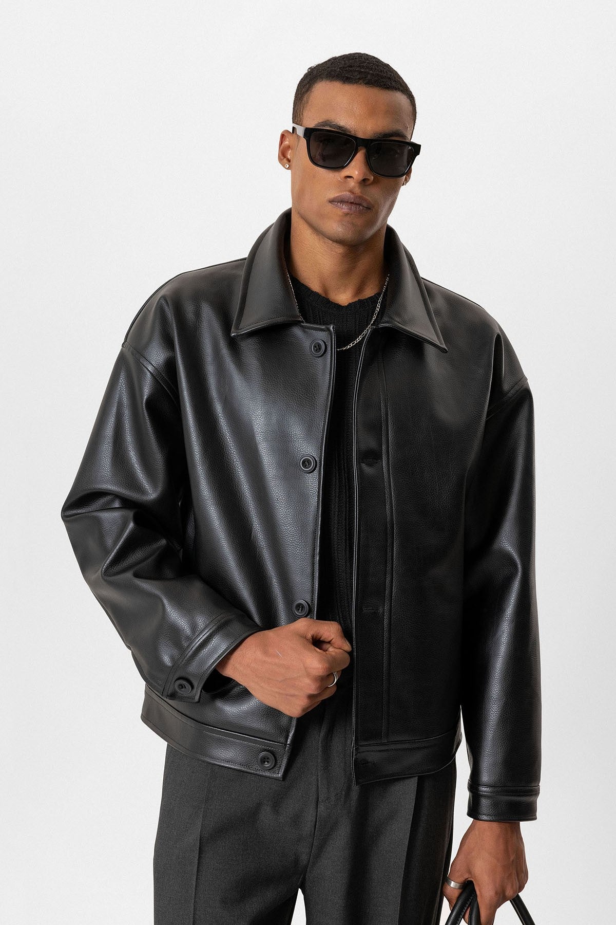 Antioch Oversize Suni Deri Erkek Mont