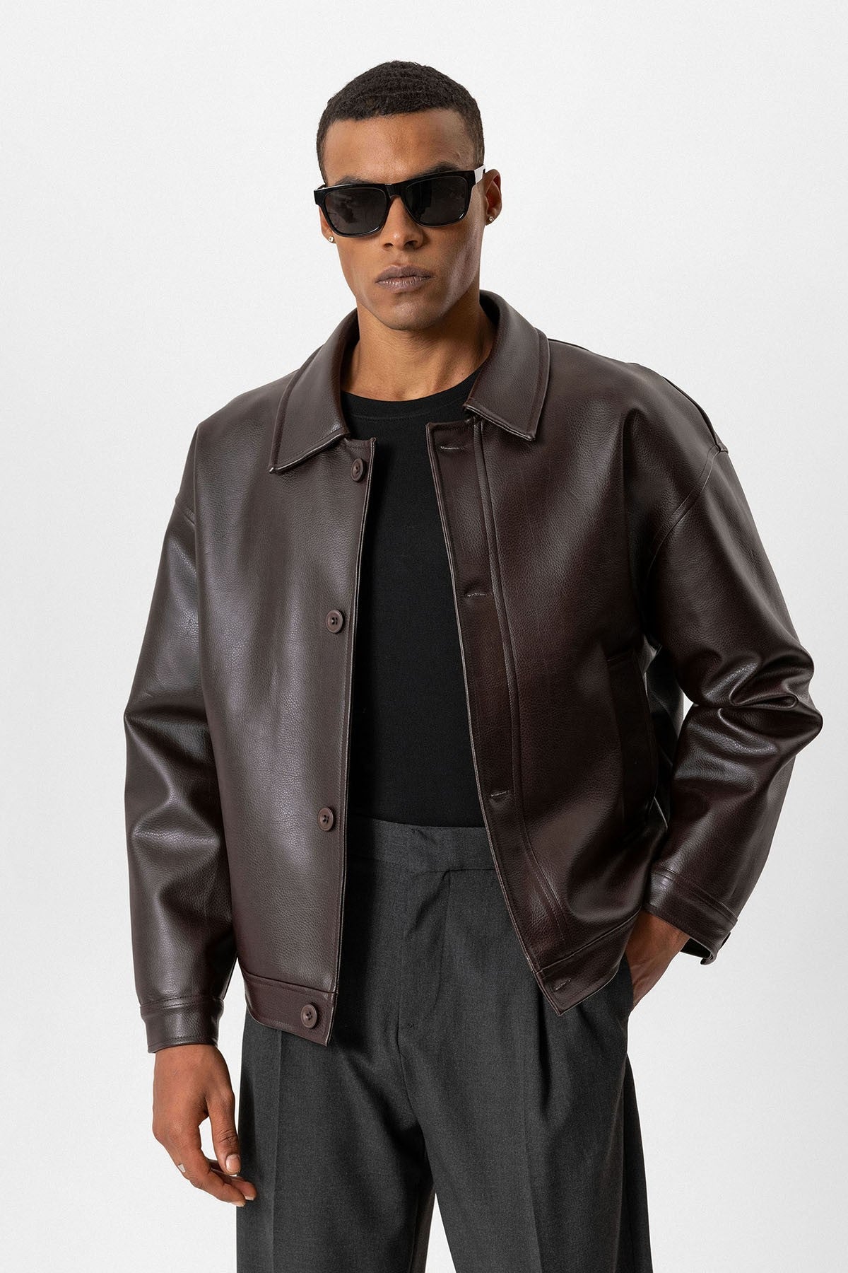 Antioch Oversize Suni Deri Erkek Mont