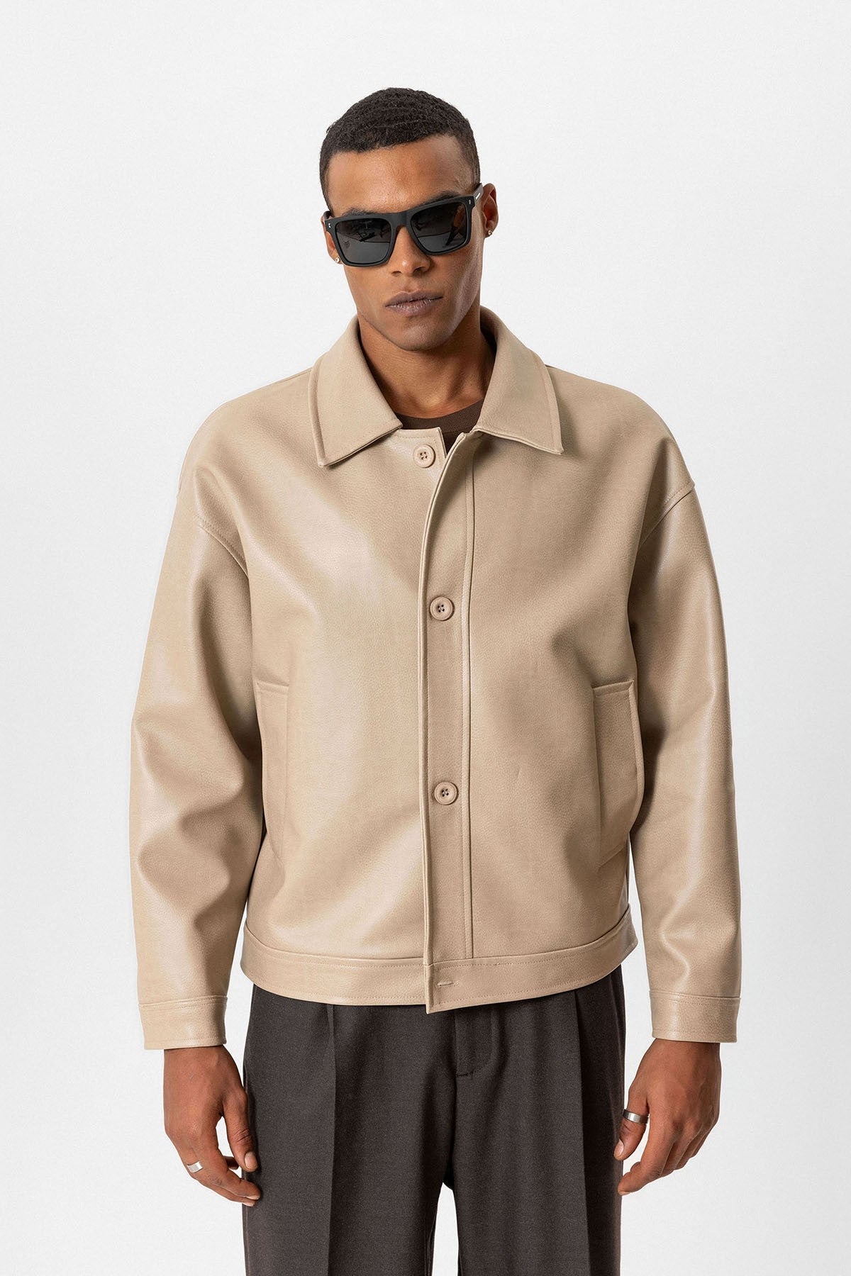 Antioch Oversize Suni Deri Erkek Mont