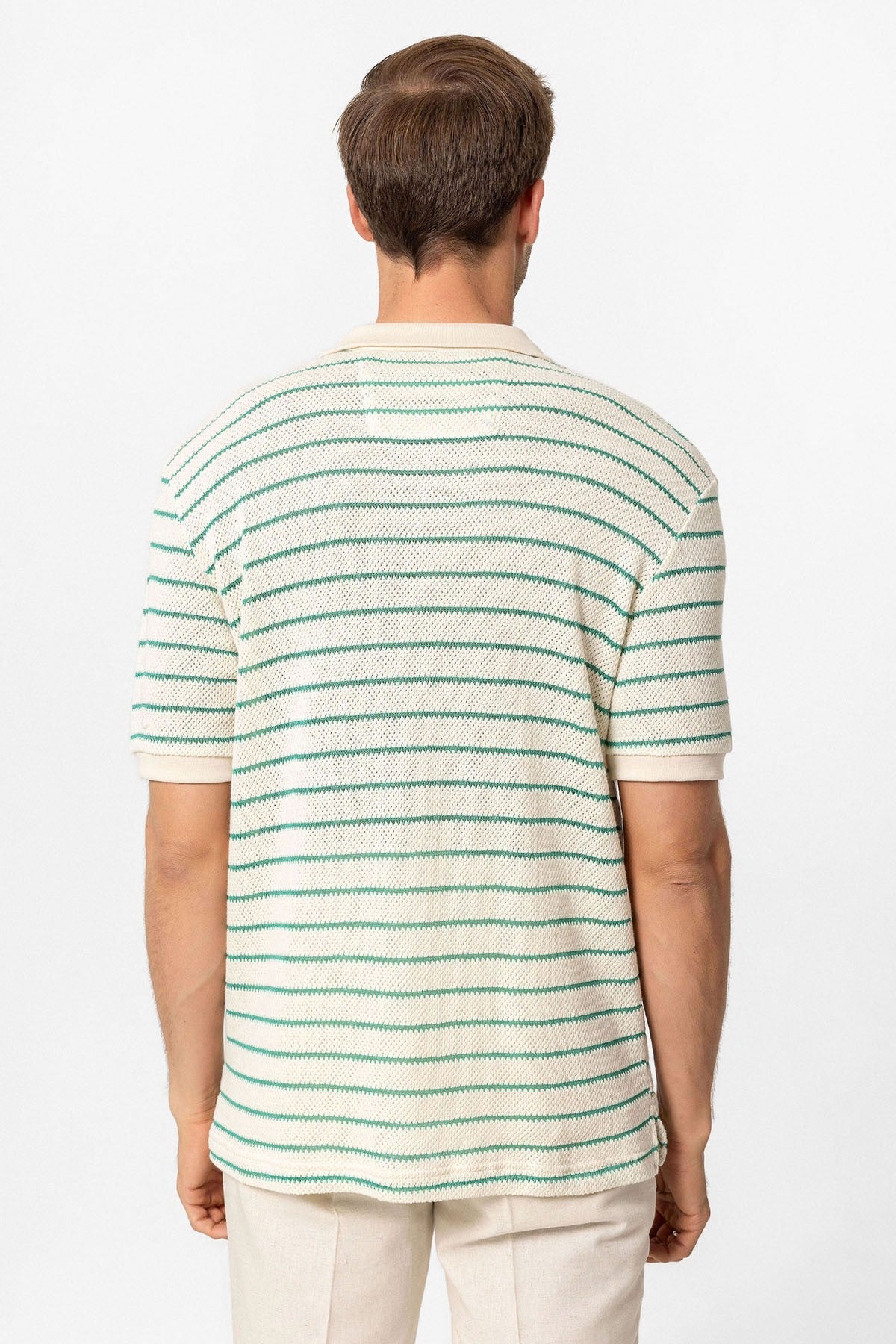 Antioch Apaş Yaka Çizgili Örme Erkek T-Shirt