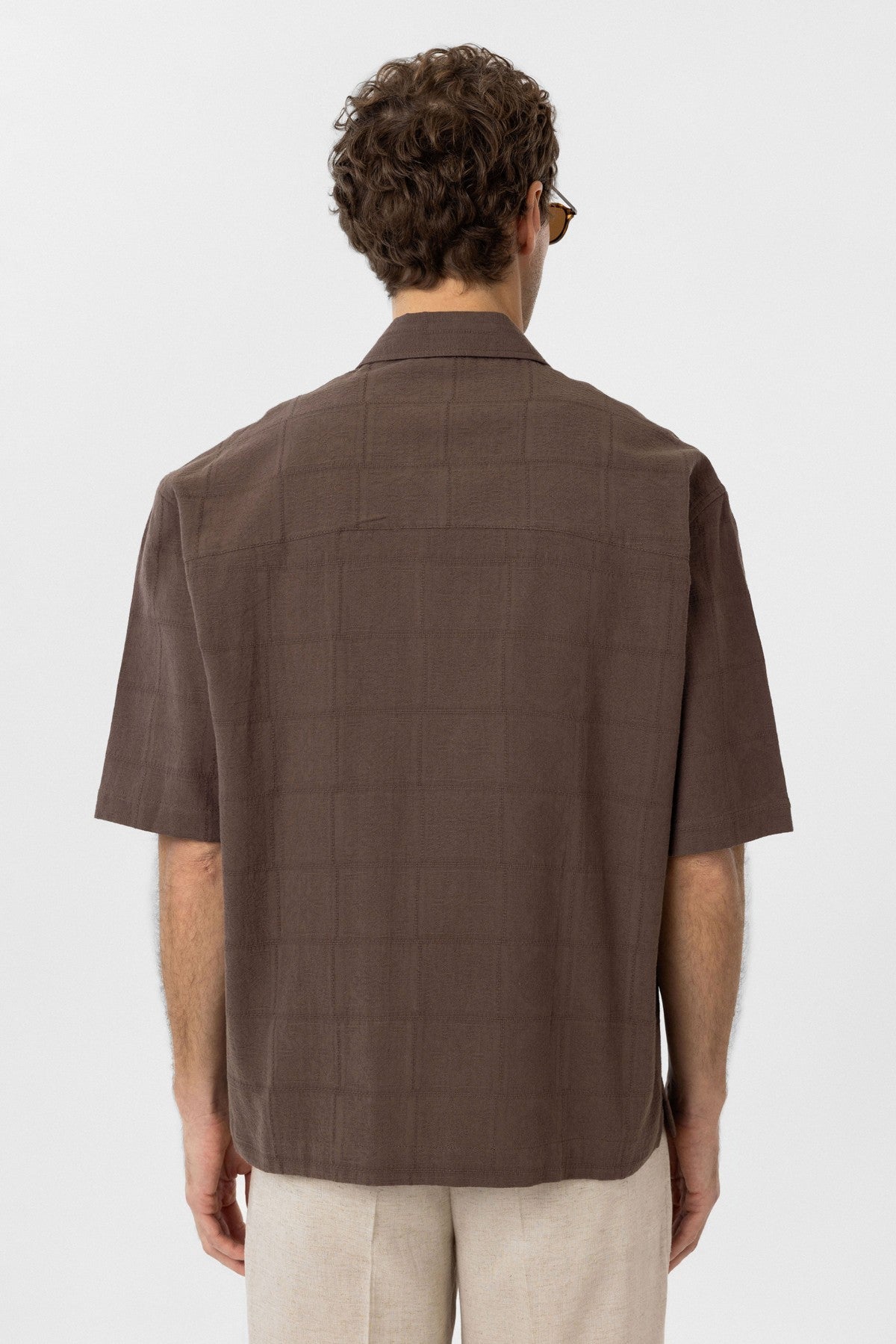 Antioch Dokulu Jakarlı Pamuklu Erkek Kısa Kol Gömlek